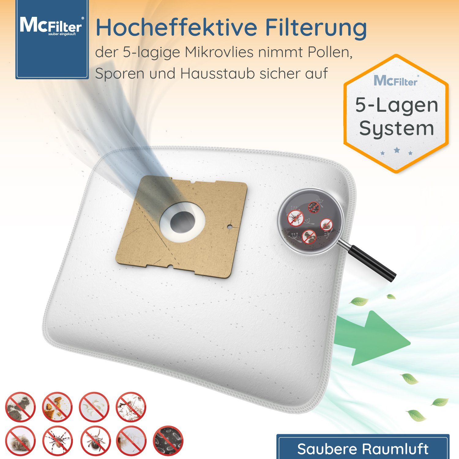 Filter, Y für Filtration, Grundig Devil passend Alternative hohe inkl. 30 Dirt Staubsauger, Pappdeckscheibe, Staubsaugerbeutel 101, Reißfestigkeit, McFilter 5-lagiges St., Swirl Y101 Microvlies AEG Top zu