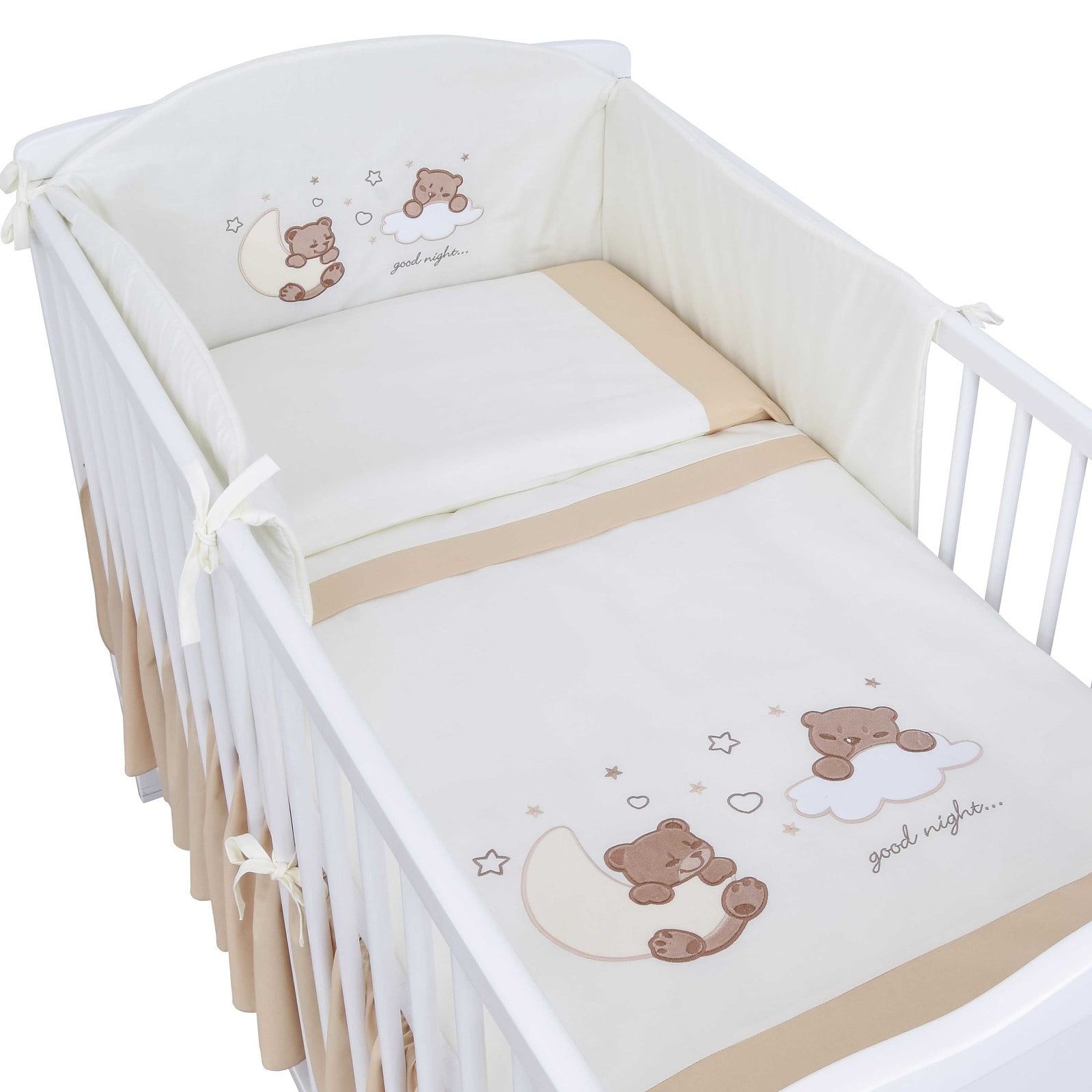Baby-Delux Babybettwäsche Baby Bettwäsche Set 4-Tlg. Nestchen Chiffonhimmel, Baumwolle, 4 teilig, Bettset für Babybetten 140x70 & 120x60 verschiedene Designs