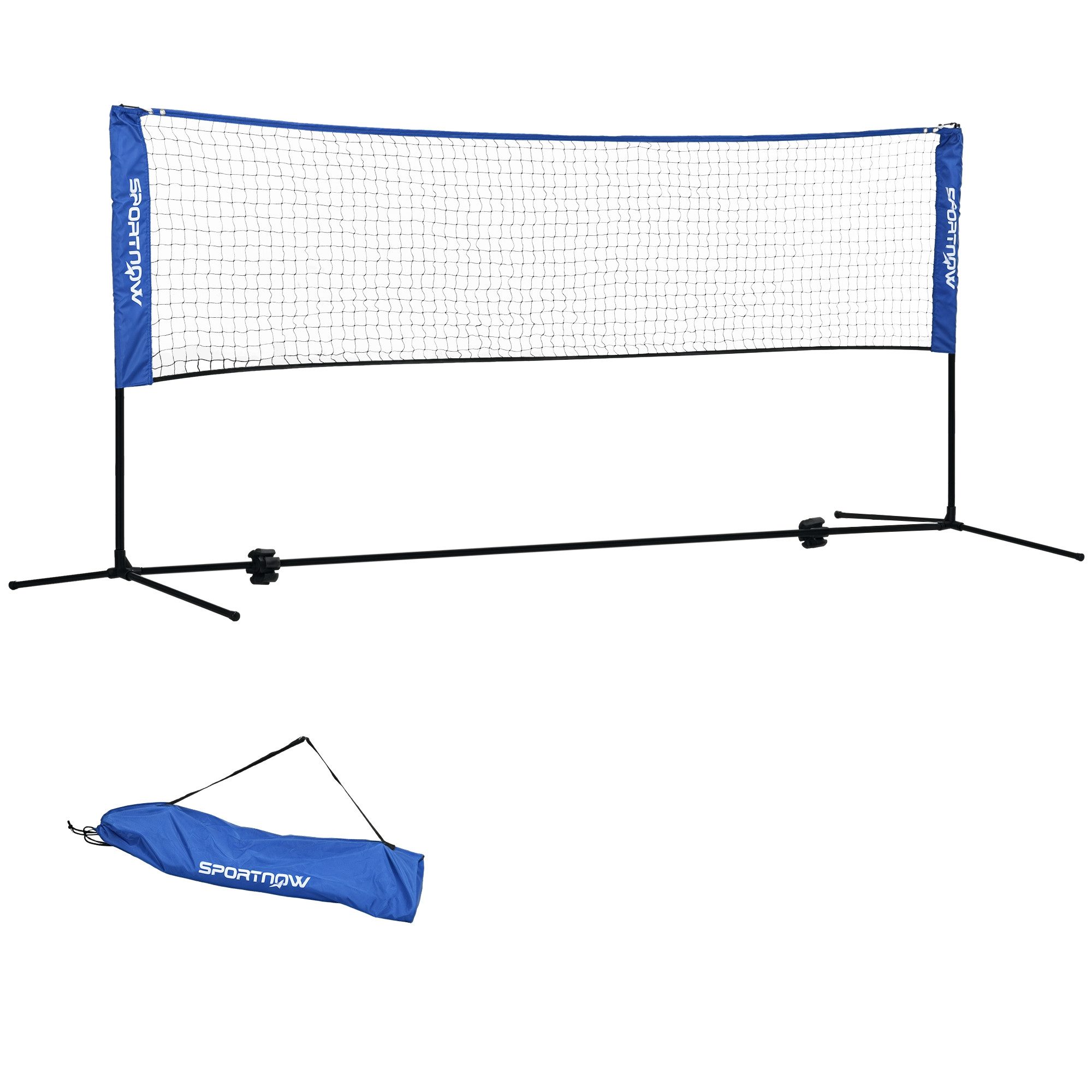 SPORTNOW Badmintonnetz Set faltbar höhenverstellbar Tennisnetz Indoor Outdoor (Volleyballnetz, 1-St., Federballnetz), Metall Polyester Blau
