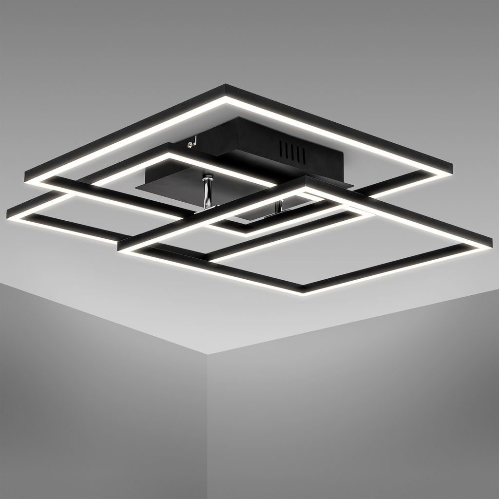 40W Deckenlampe schwarz fest 4000lm LED Warmweiß, mm B.K.Licht Modern Deckenleuchte 3.000K integriert, IP20 - 568x568x95 Frame Warmweiß BKL1505, LED