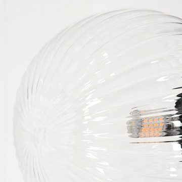 hofstein Stehlampe Stehlampe aus Metall/Riffelglas in Schwarz/Klar, ohne Leuchtmittel, Leuchte mit Glasschirmen (15cm), Fußschalter, 3xG9, ohne Leuchtmittel