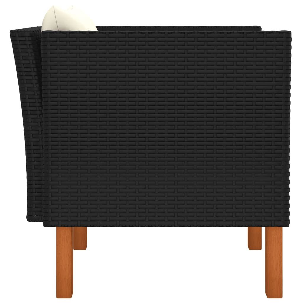 vidaXL Sofaelement Gartensofa Poly Rattan und Eukalyptus Massivholz (1 St)