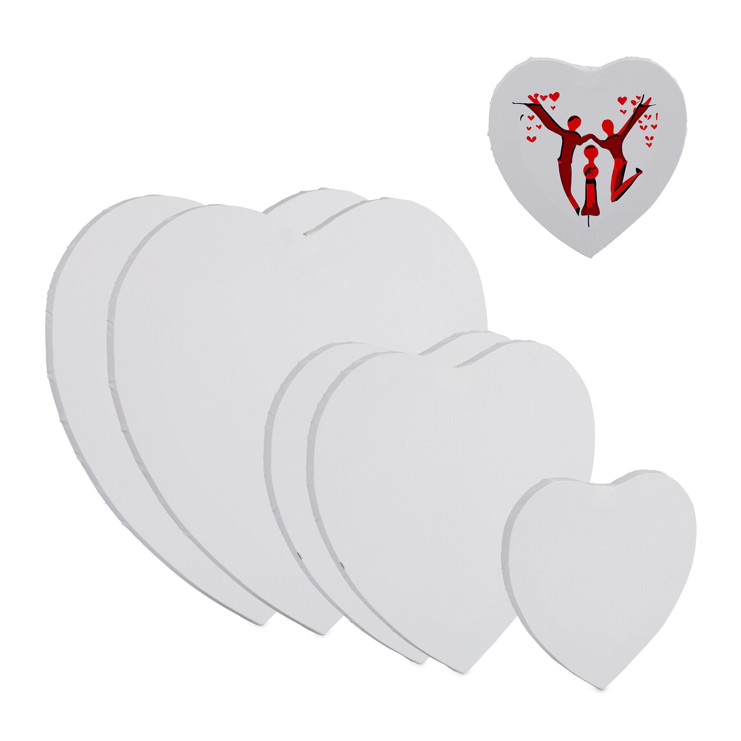 Leinwand Herz 6er Set