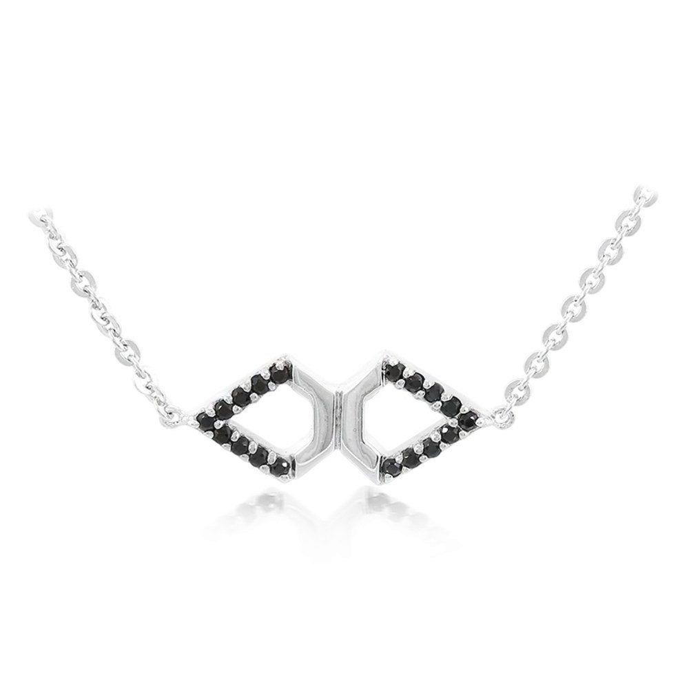 Cavill Silberkette Cavill Collier 925 Silber mit 0,41 ct schwarzen Spinellen Pavé (1-tlg)