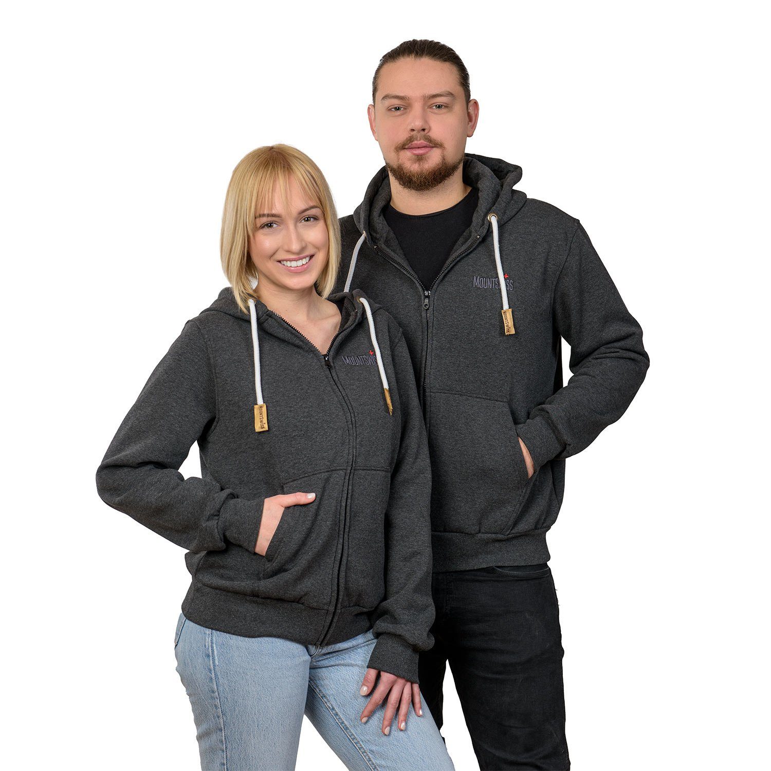Kapuzenpullover Mount Swiss Herren Damen Sweatjacke Kapuzenjacke Hoodie Leon, Langarm