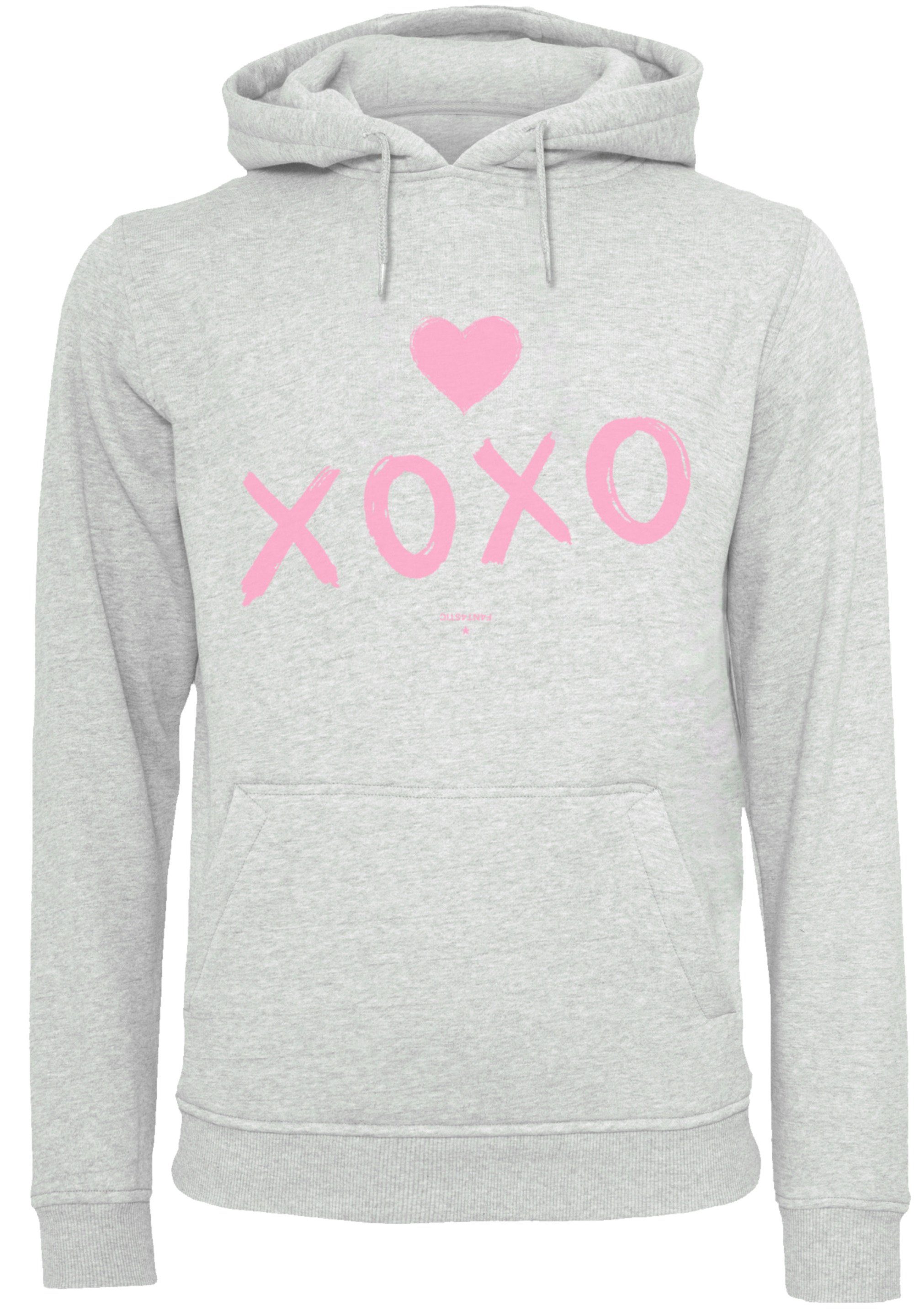 F4NT4STIC Kapuzenpullover Valentinstag xoxo Hoodie, Warm, Bequem heather grey