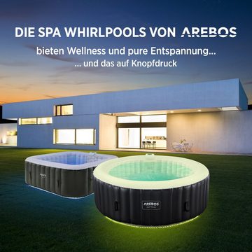 Arebos Whirlpool automatisch aufblasbar, In & Outdoor, 6 Personen, mit LED, (Aufblasbar,komplett mit Zubehör)