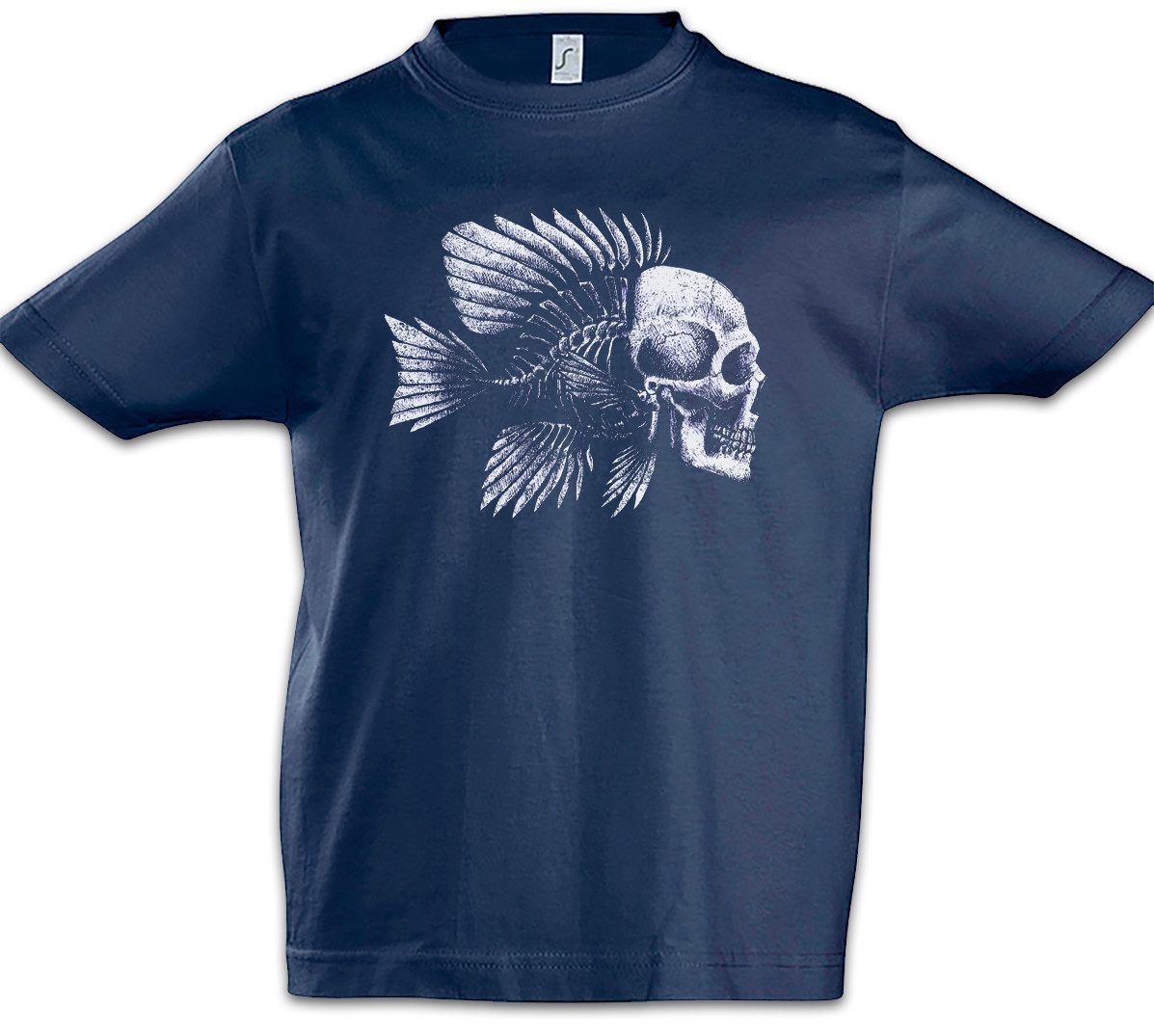 Urban Backwoods Print-Shirt Fish Skull Kinder T-Shirt Skelett Fischskelett Fisch Fischen Angeln (1-tlg) Angel Angler Fluss See