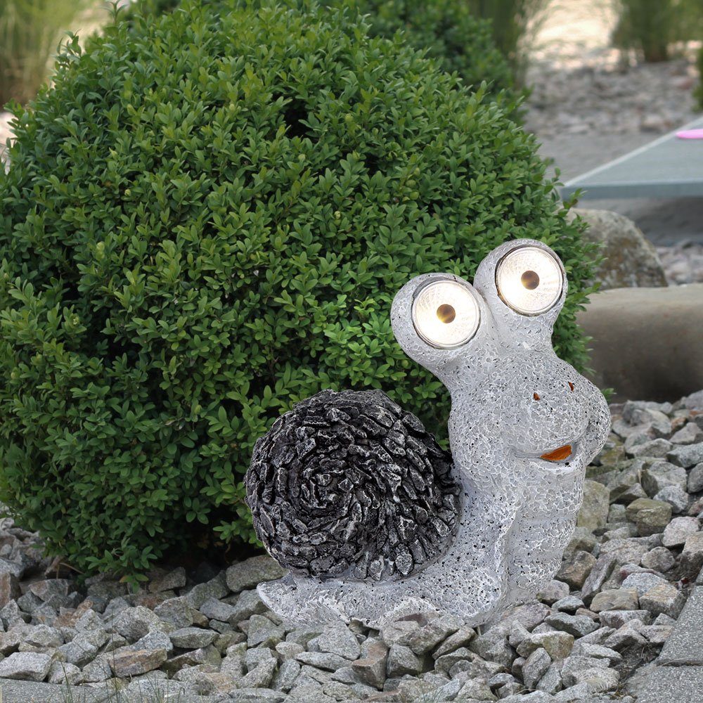 GLOBO LIGHTING LED Dekofigur, LED-Leuchtmittel fest verbaut, Solarleuchte Gartenskulptur für Außen Gartendeko Schnecke Figur 2x