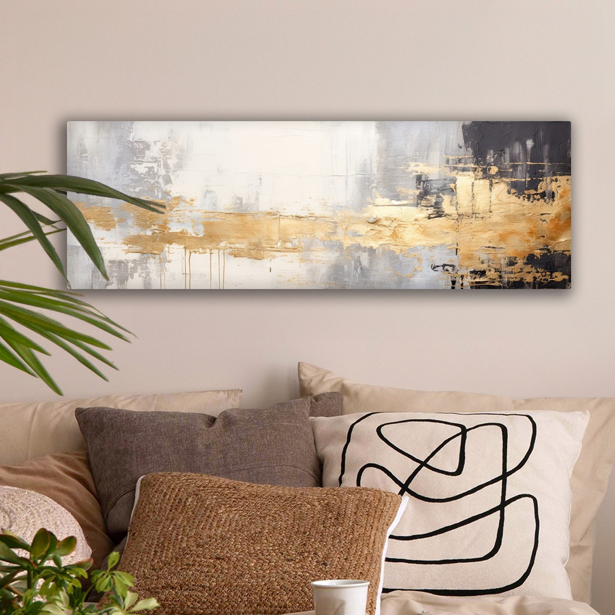 OneMillionCanvasses® Leinwandbild Panorama Gold - Luxus - Acryl - Kunst, Fo günstig online kaufen