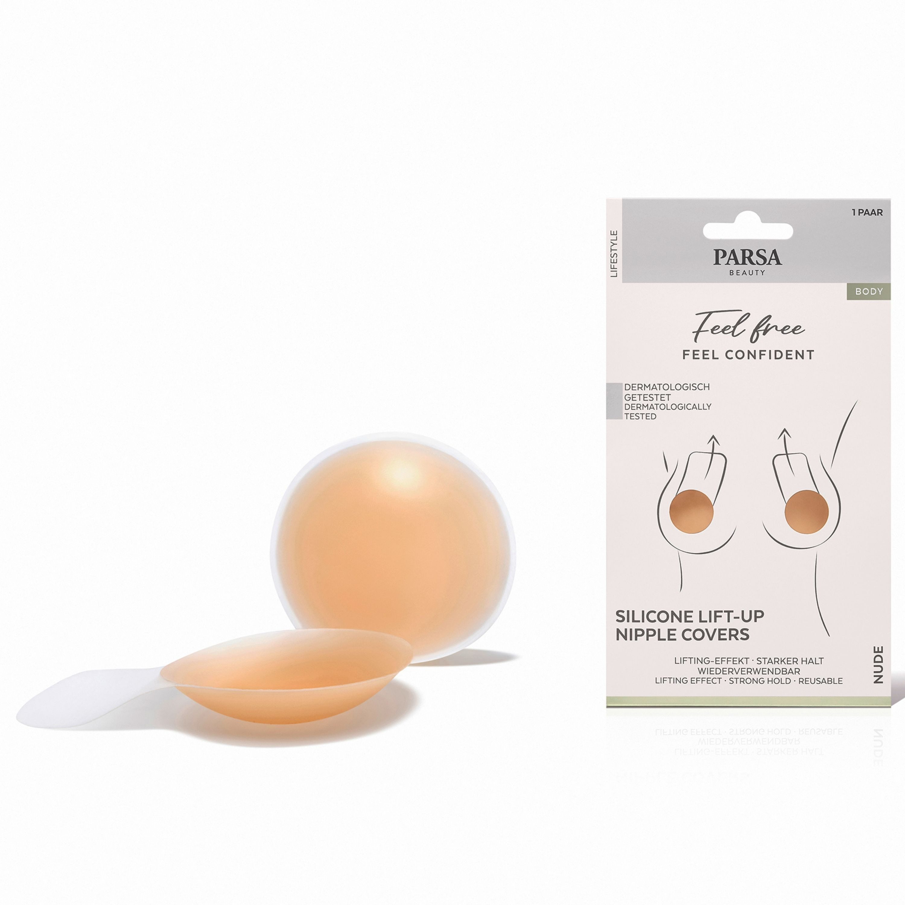 PARSA Beauty Set: Push-up-BH Lifestyle Lift-up Nipple Covers in Beige für natürlichen Push-up