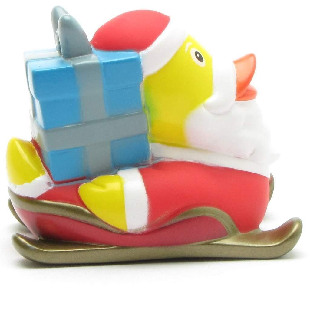Duckshop - Badeente Badespielzeug auf Schlitten Weihnachtsmann Quietscheente