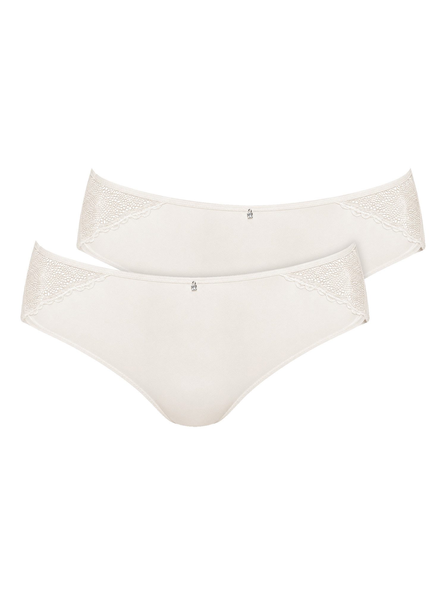 VIANIA Bikinislip 2er Pack Brasil Slip Leni (Packung, 2-St) zarte, filigrane Spitze & glänzende Microfaser, Spitzenband