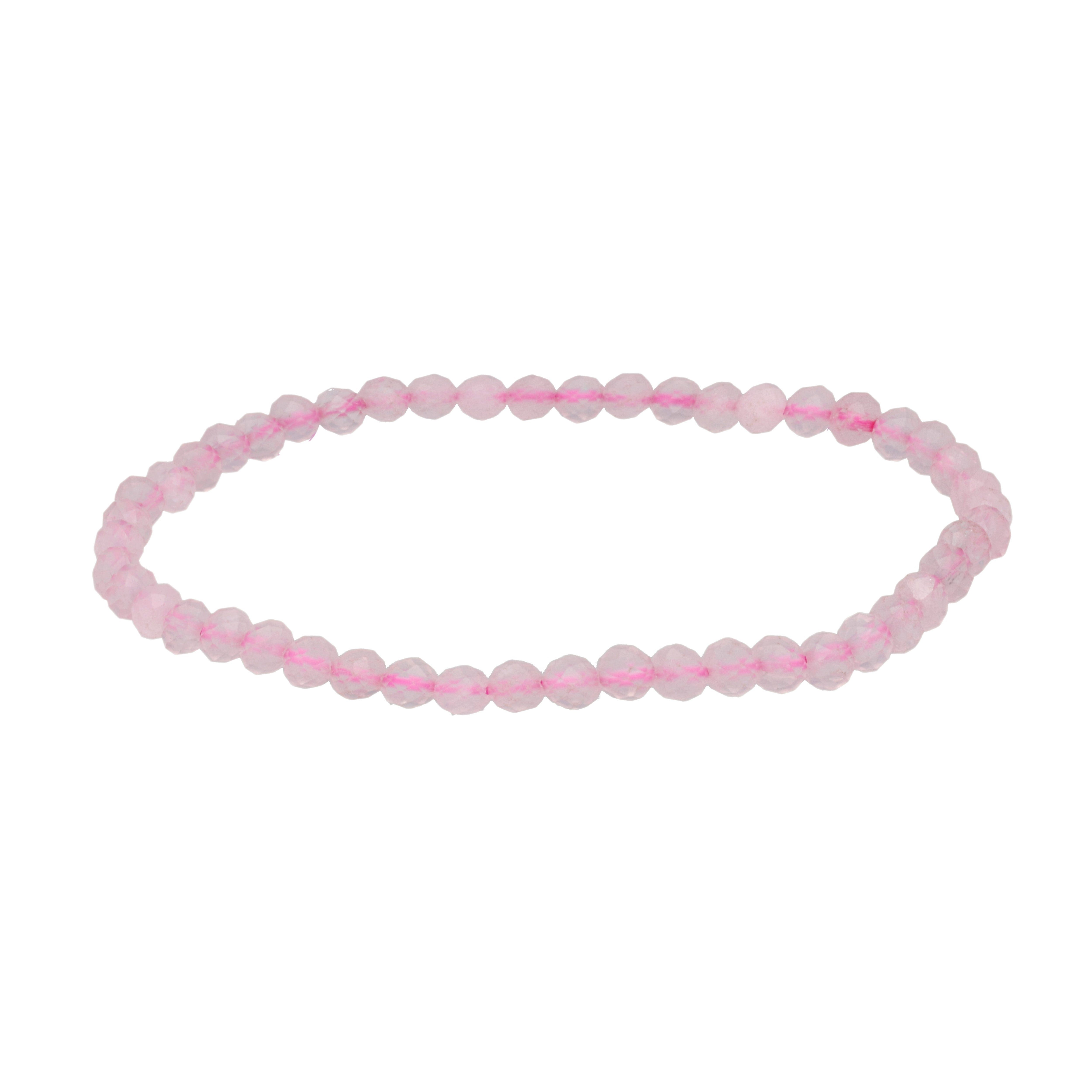 Lebensquelle Plus Perlenarmband Set Rosenquarz, facettiertes Armband, 4 mm