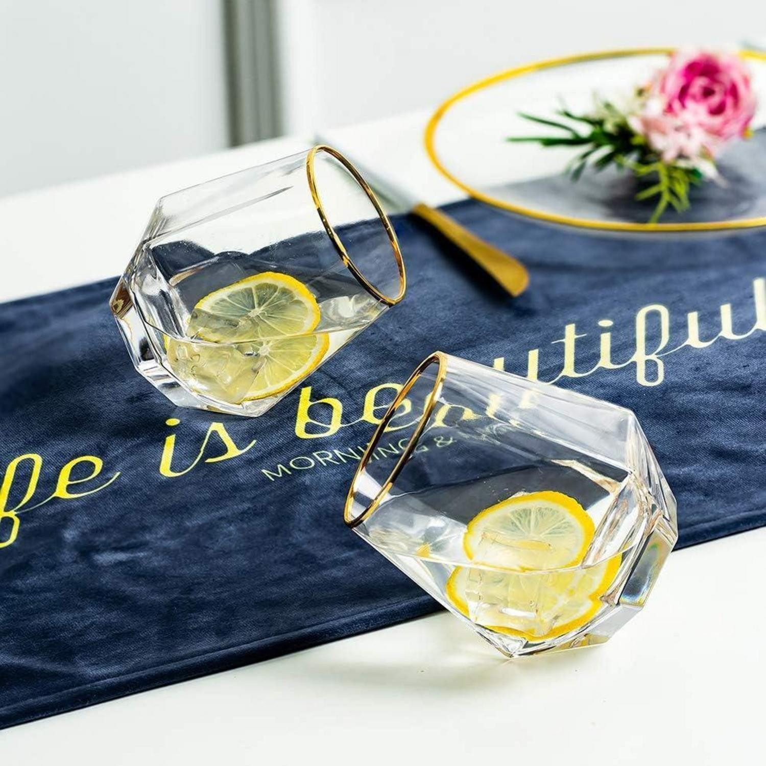LuxusKollektion Whiskyglas Diamond Whisky Glasses 2er-Set 300 Ml Scotchglas Moderner Look Männer
