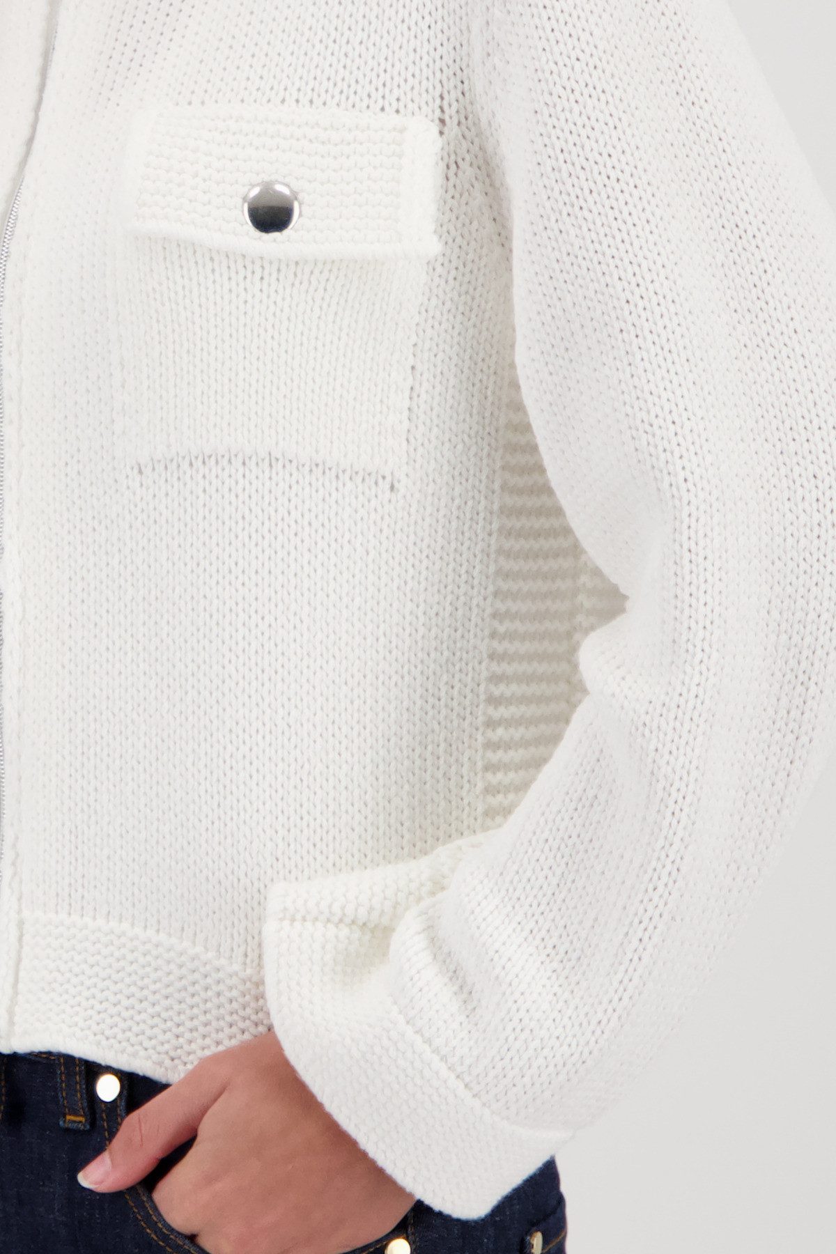 Monari Strickjacke Rundhalsausschnitt, Regular Fit, 2-Wege-Reißverschluss