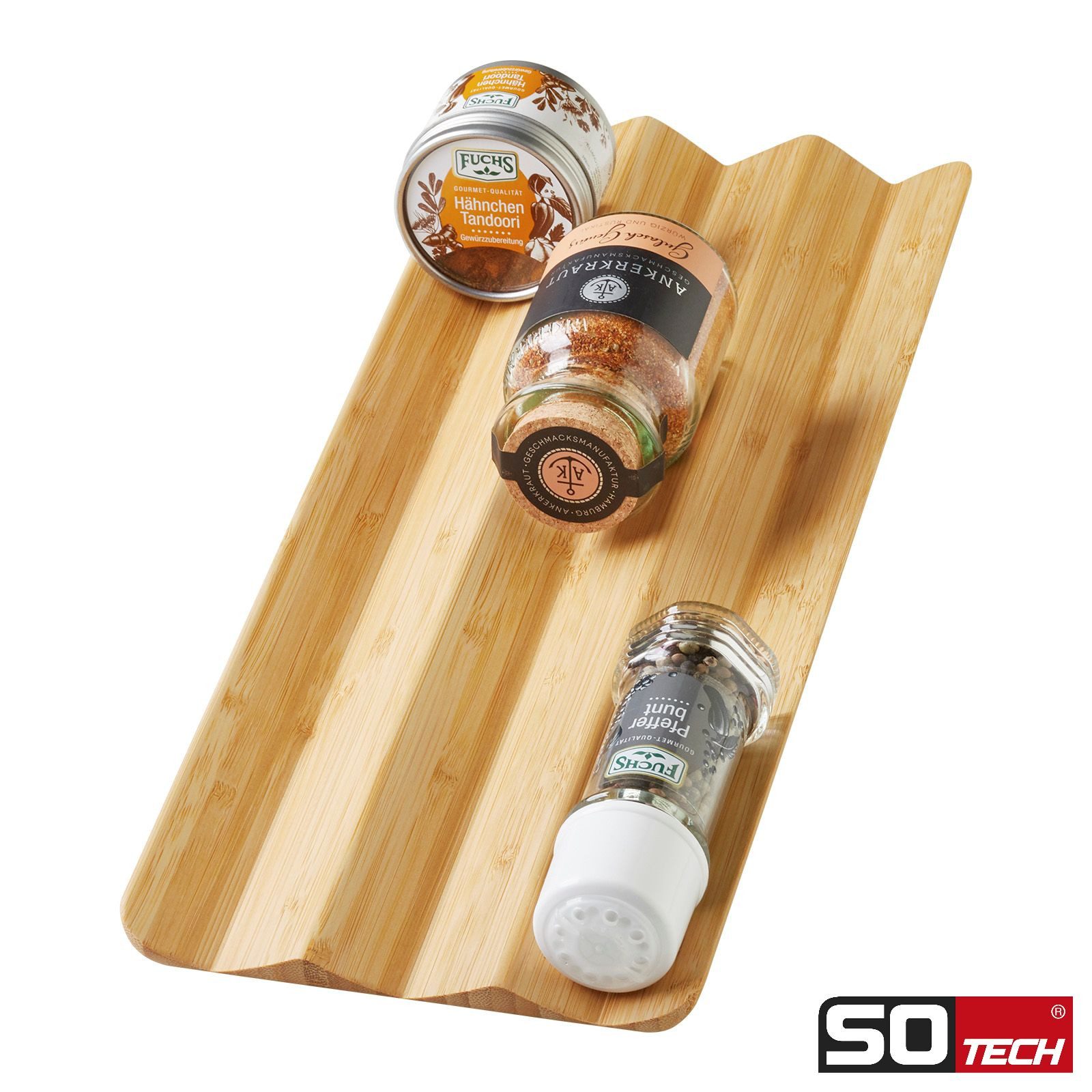 SO-TECH® Schubladeneinsatz SEPARADO Individual (300 x 474 x 51 mm) ab 40cm Schrankbreit (1 St), Mehrzweckeinsatz schiefergrau genarbt inkl. Bambus Gewürzeinsatz – Bild 5 von 5