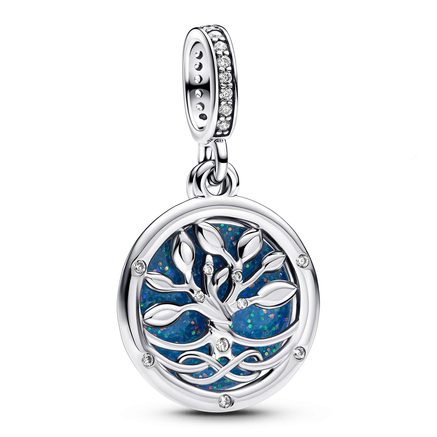 Kettenanhänger Charm- 925 Silber Leuchtender Unendlichkeitsbaum