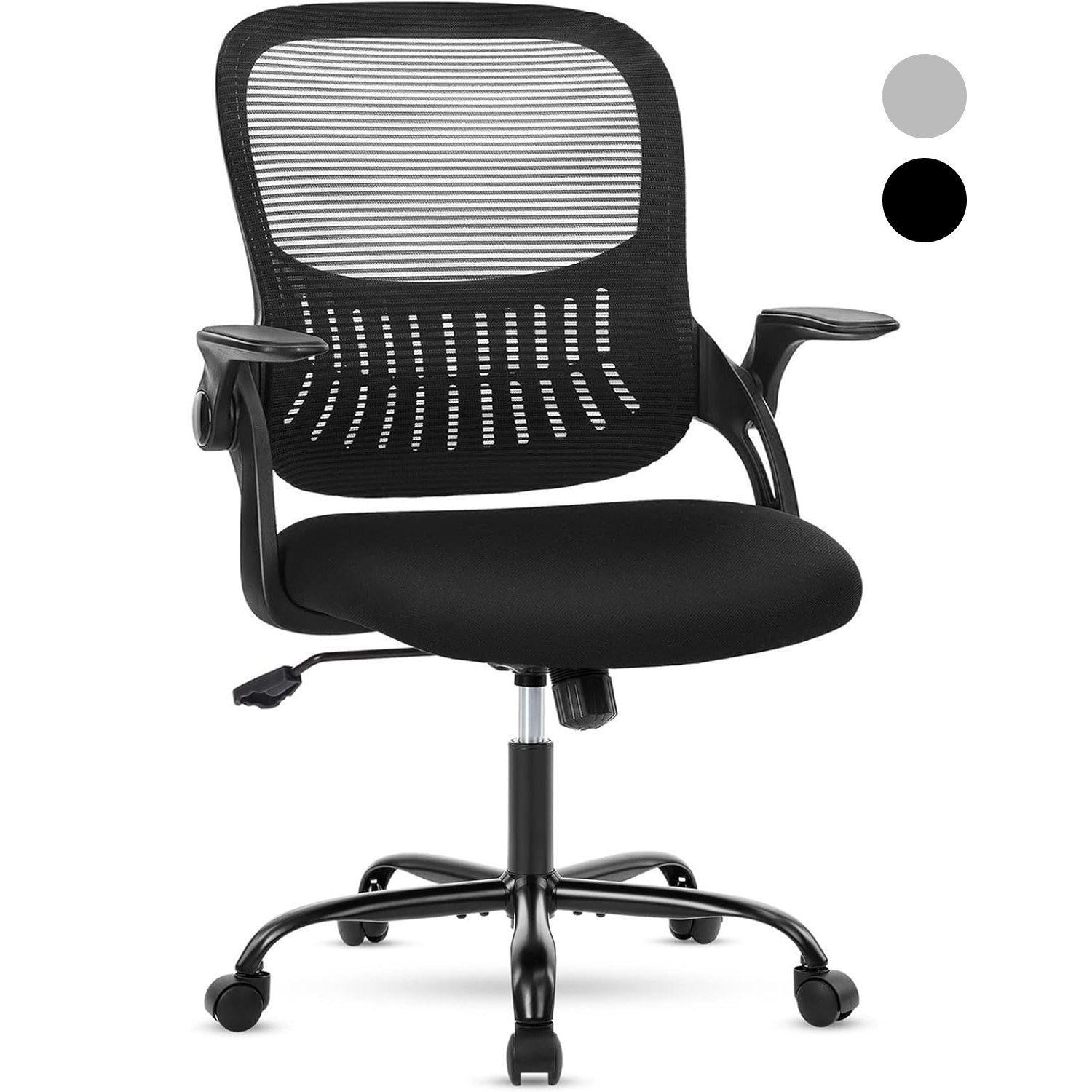 JOEAIS Sessel Bürostuhl Chefsessel Schreibtischstuhl Stuhl Office Chair (Drehstuhl Computerstuhl, Verstellbarer Lordosenstütze Armlehne, Höhenverstellung 110 kg), Computerstuhl Ergonomisch Bürosessel mit Rollen und Wippfunktion