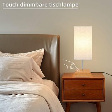 ZMH Tischleuchte Touch dimmbar Retro Nachtlicht E27 Tischlampe Mit USB Ladenfunktion, Touch-dimmbar, LED E27 Leuchtmittel, warmweiß