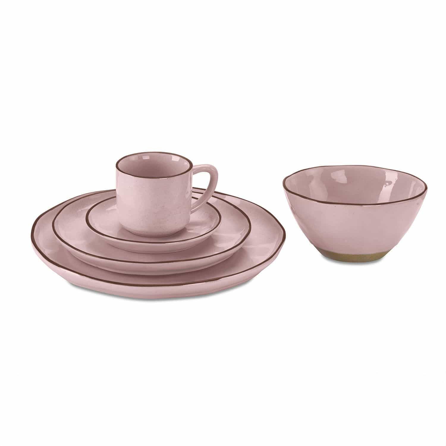 Mirabeau Geschirr-Set Geschirr 30er Set Biarré rosa, Steinzeug