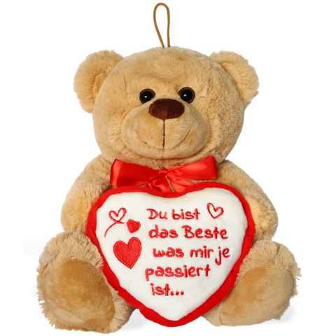 matches21 HOME & HOBBY Plüschfigur Teddybär mit Herz Du bist das Beste braun 25 cm (1-St)