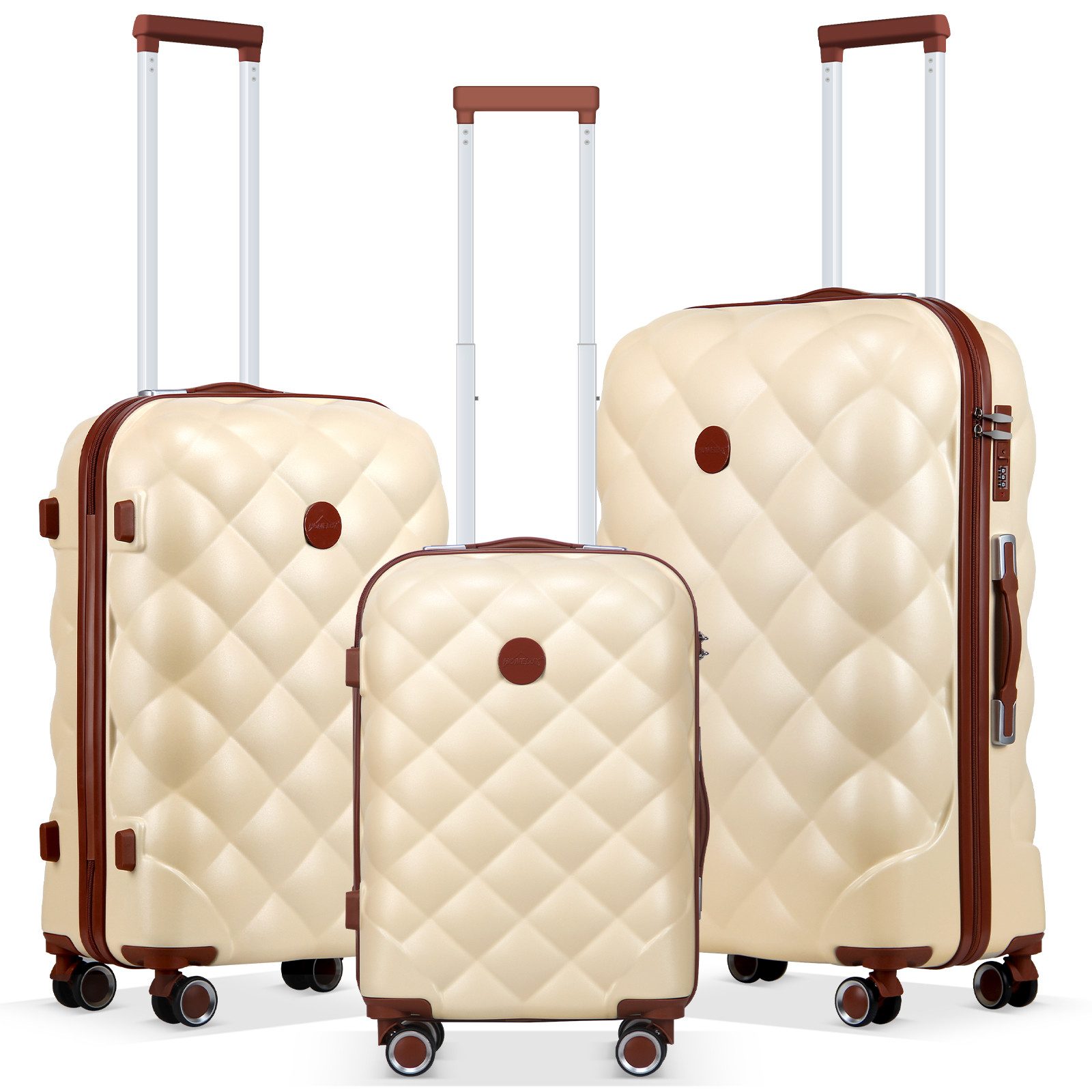 HOMELUX Trolleyset Kofferset Reisekoffer 3er ABS Hartschalen-Koffer, 4 Roll günstig online kaufen