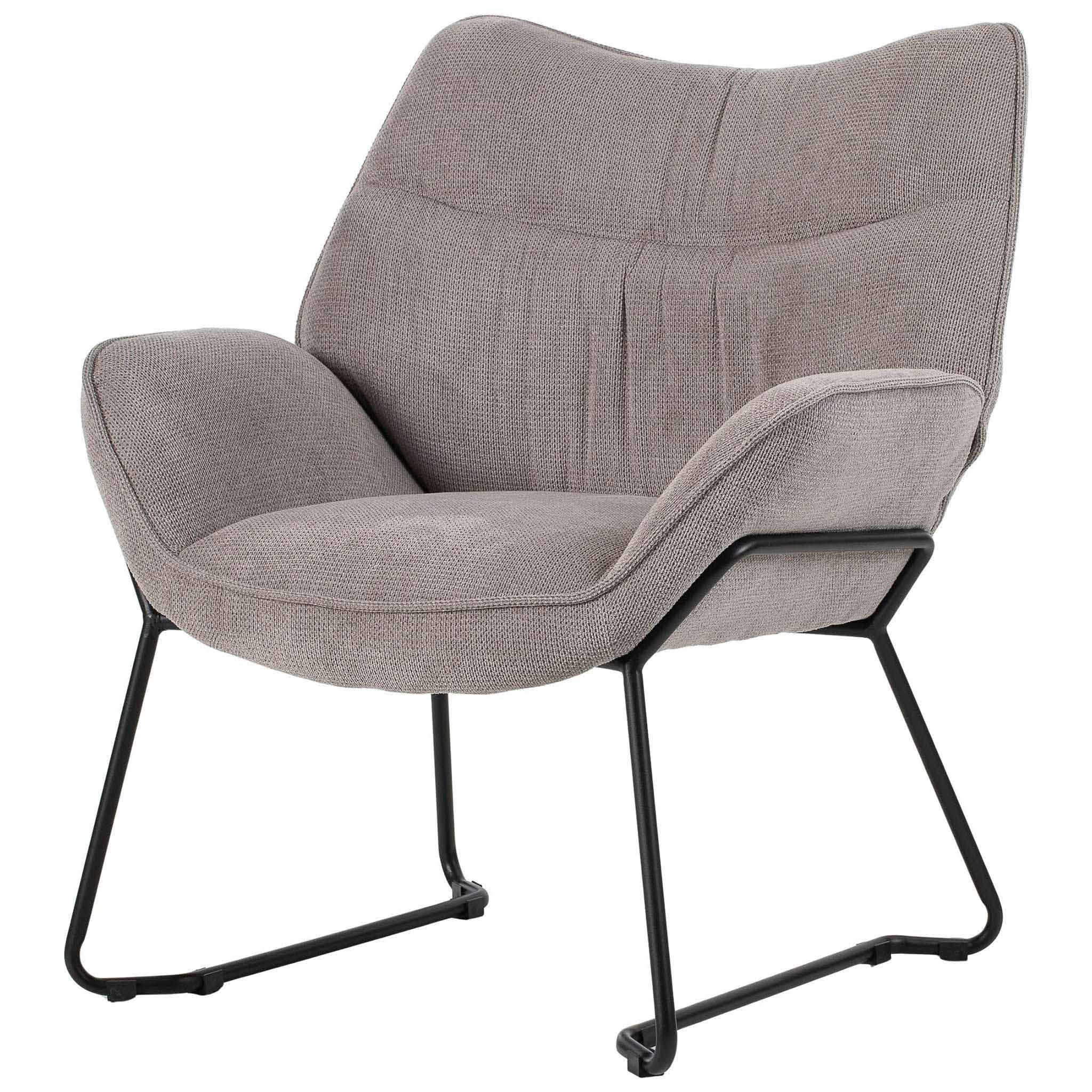 bene living Loungesessel Aliano - hellgrau (4-St., 4er Set), schwarzes Metall-Gestell - bequeme Arm- und Rückenlehne