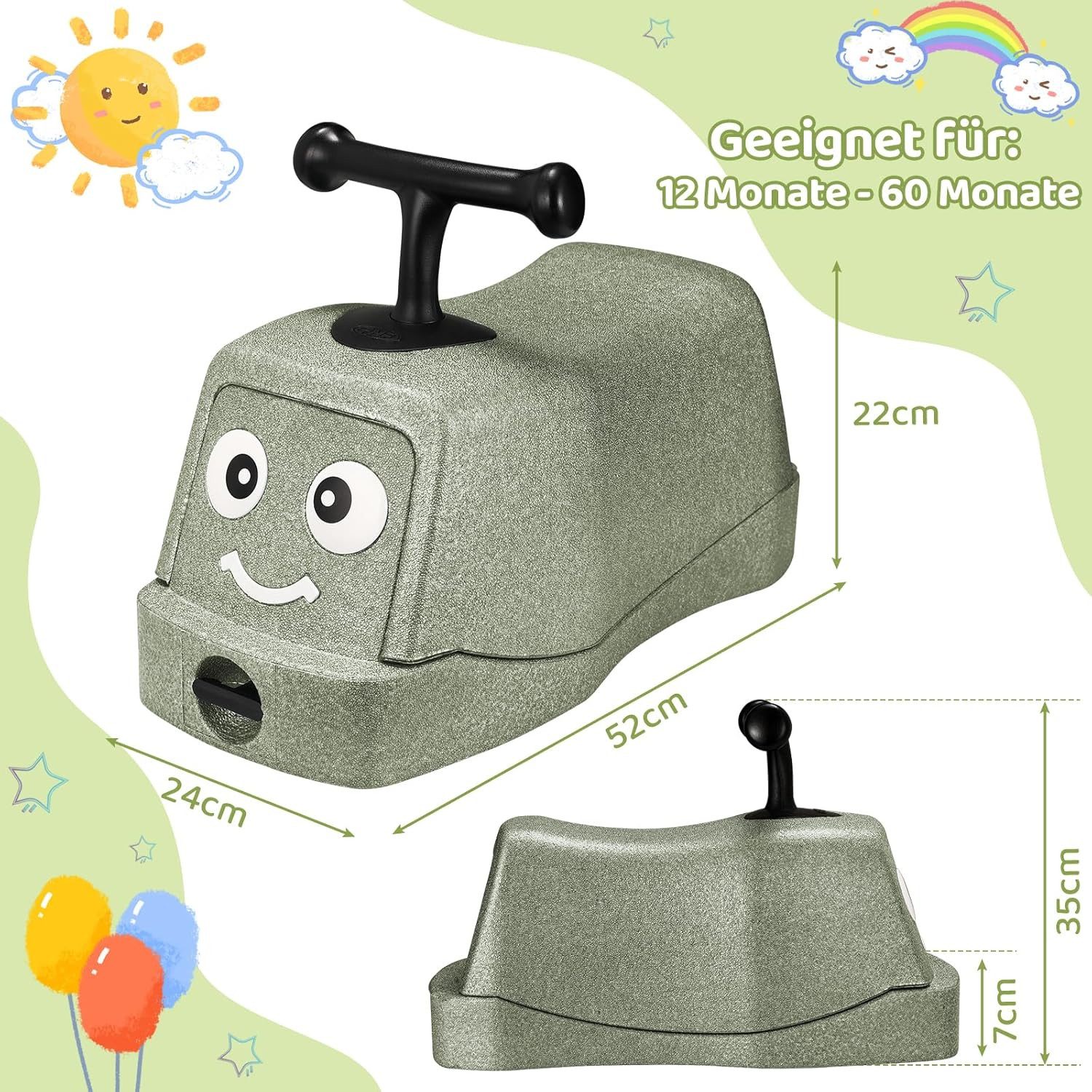 TLGREEN Rutscherauto 5 in 1 Babyrutscher mit Geräuschlose Räder, (Rutschfahrzeug), Babyroller bis 20kg, EPP, Baby Walker, Wippauto – Bild 2 von 5