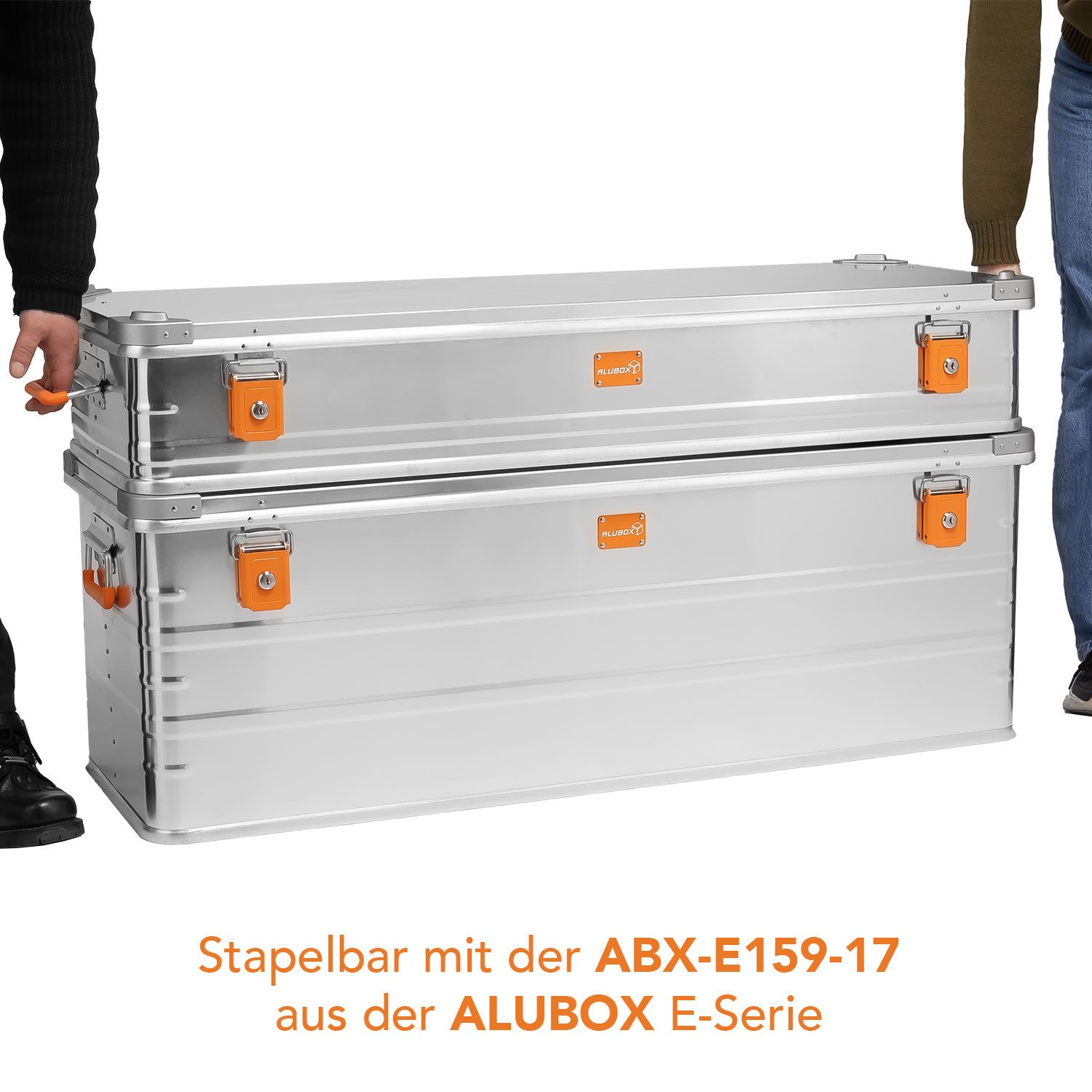 ALUBOX Aufbewahrungsbox Premium Transportbox (stapelbar mit der 159 Liter Kiste), Stapelecken aus Druckguss - abschließbar - leichte Bauweise