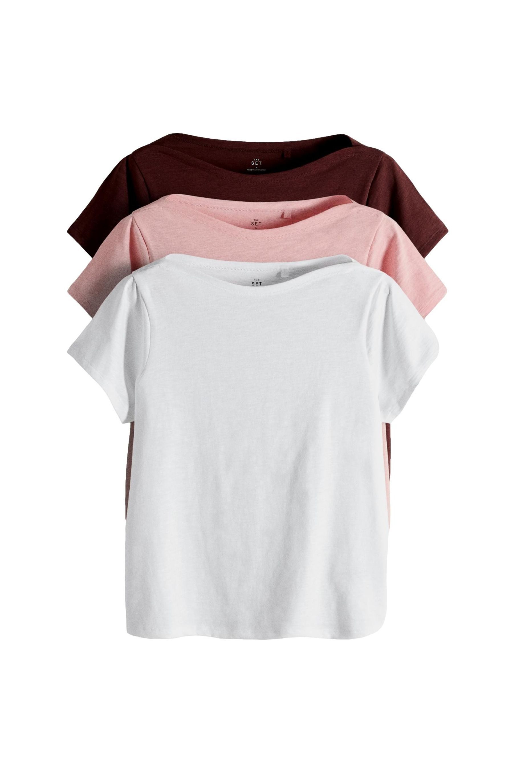 The Set T-Shirt The Set T-Shirts mit U-Boot-Ausschnitt, 3er-Pack (3-tlg)