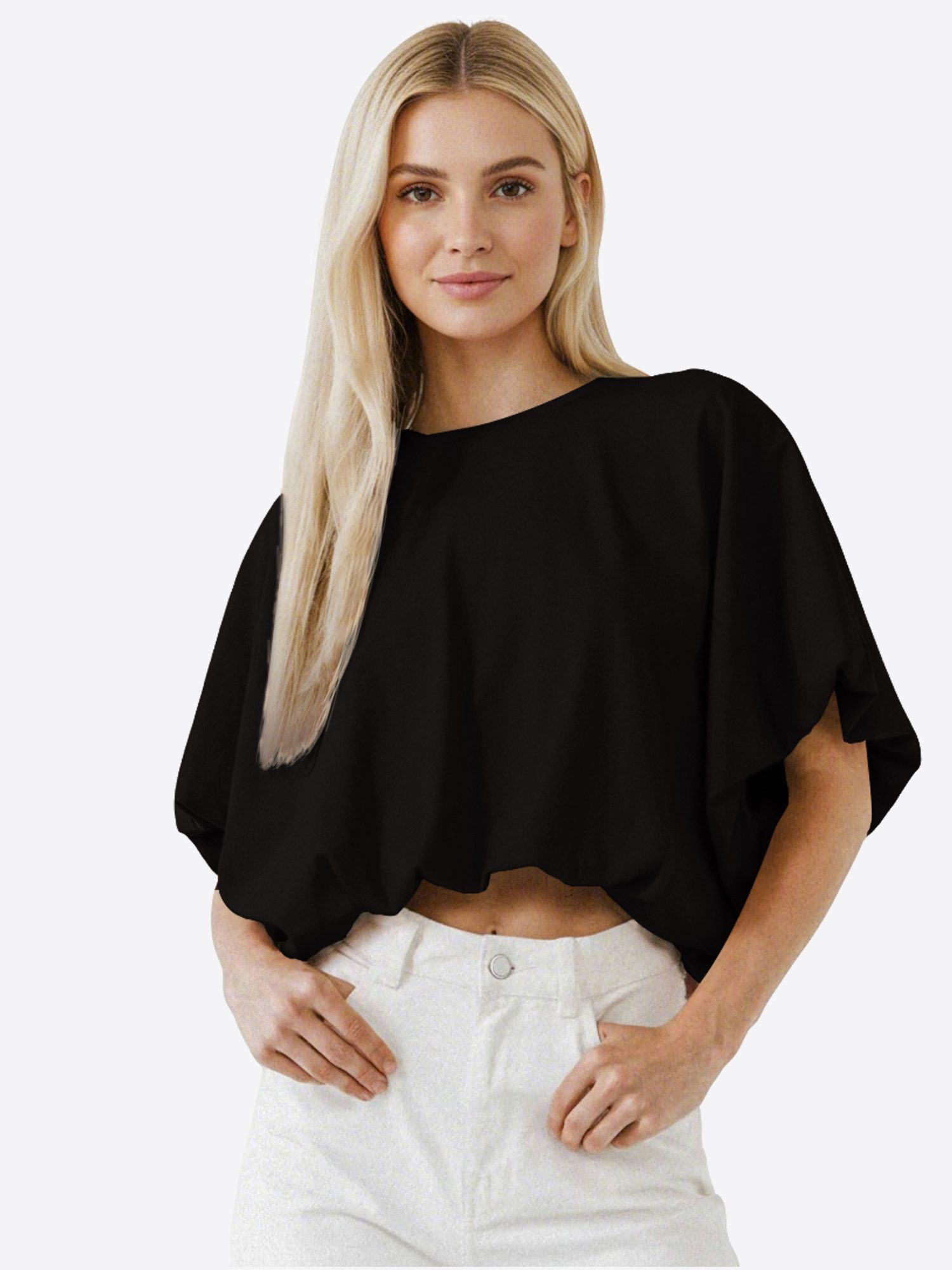 Imily Bela T-Shirt Damen Kurzware Locker geschnitten (Packung, 1-tlg., 1per-Pack) Rundhals