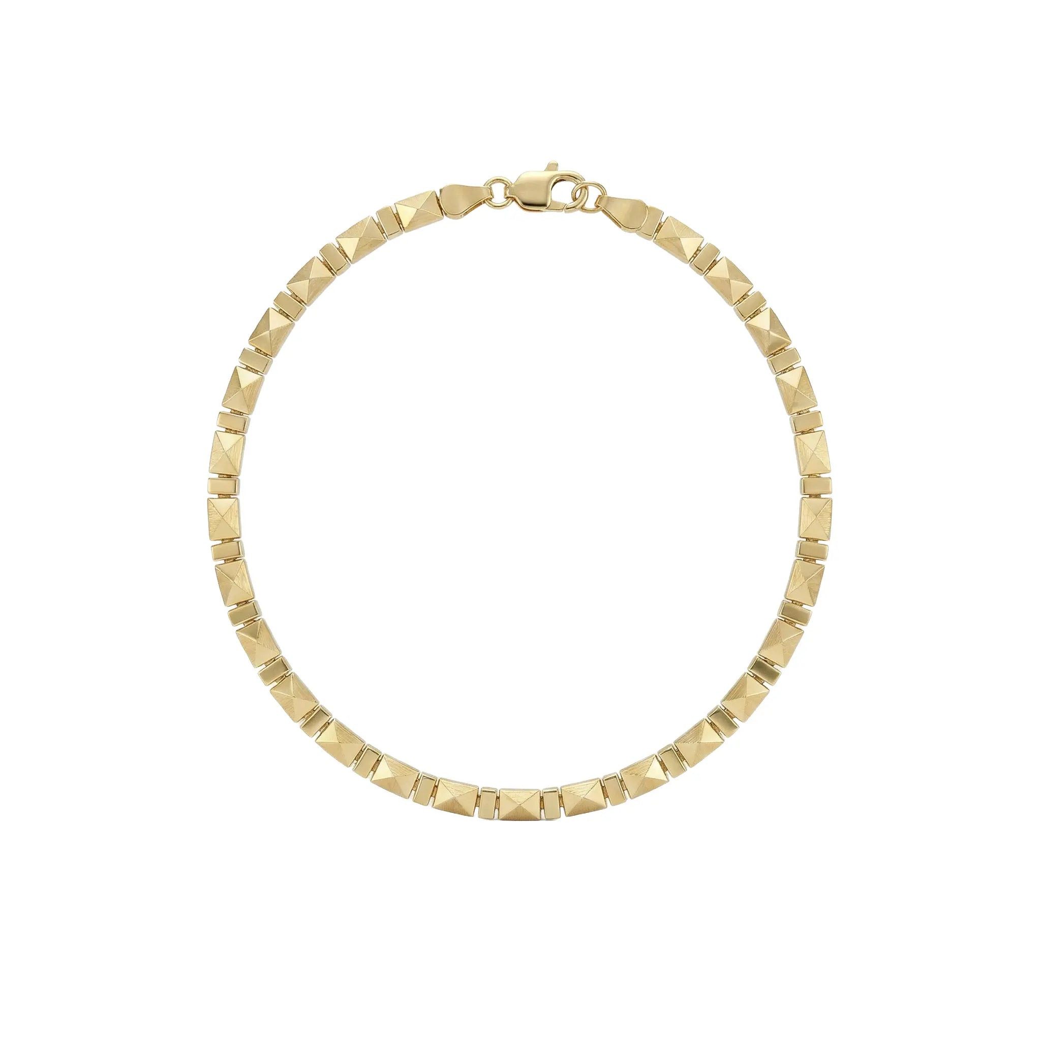 Panzerarmband 375 Echtgold Pyramidelle Pyramiden-Elemente