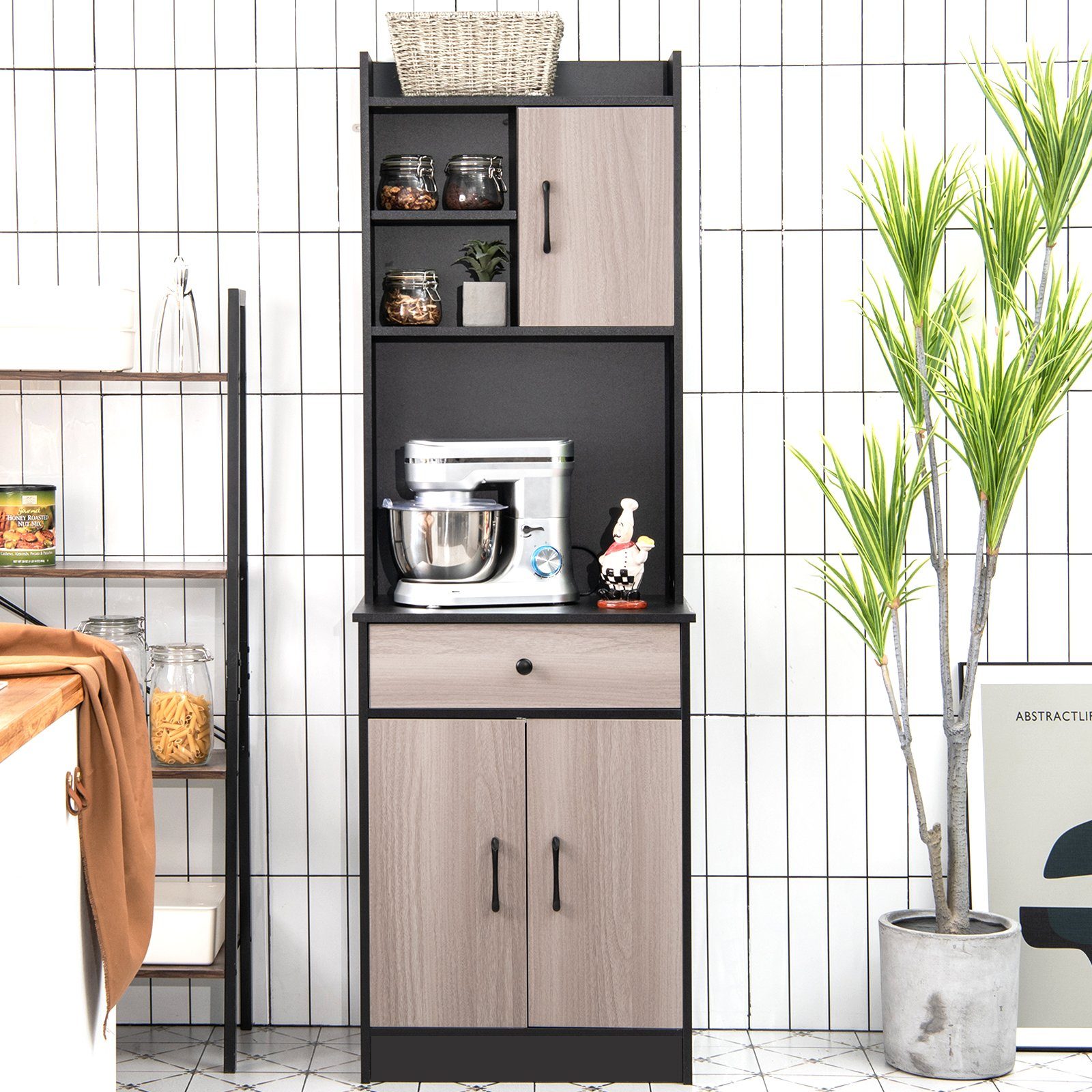 COSTWAY Küchenbuffet Hochschrank mit Schublade & günstig online kaufen