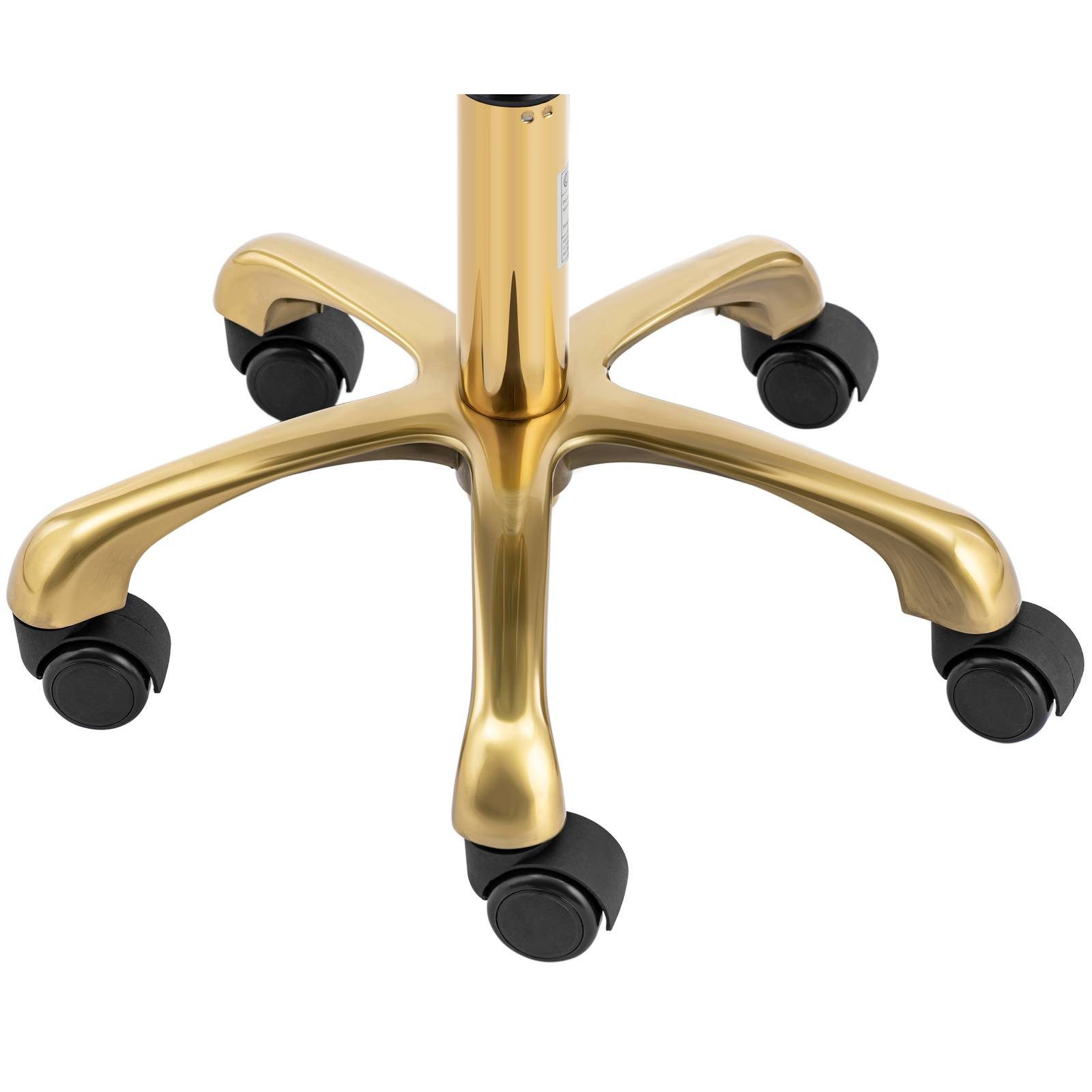 Physa Drehstuhl Rollhocker mit Lehne Friseurhocker 51 - 66 cm 150 kg Zartrosa & Golden, Zartrosa, Golden – Bild 3 von 5