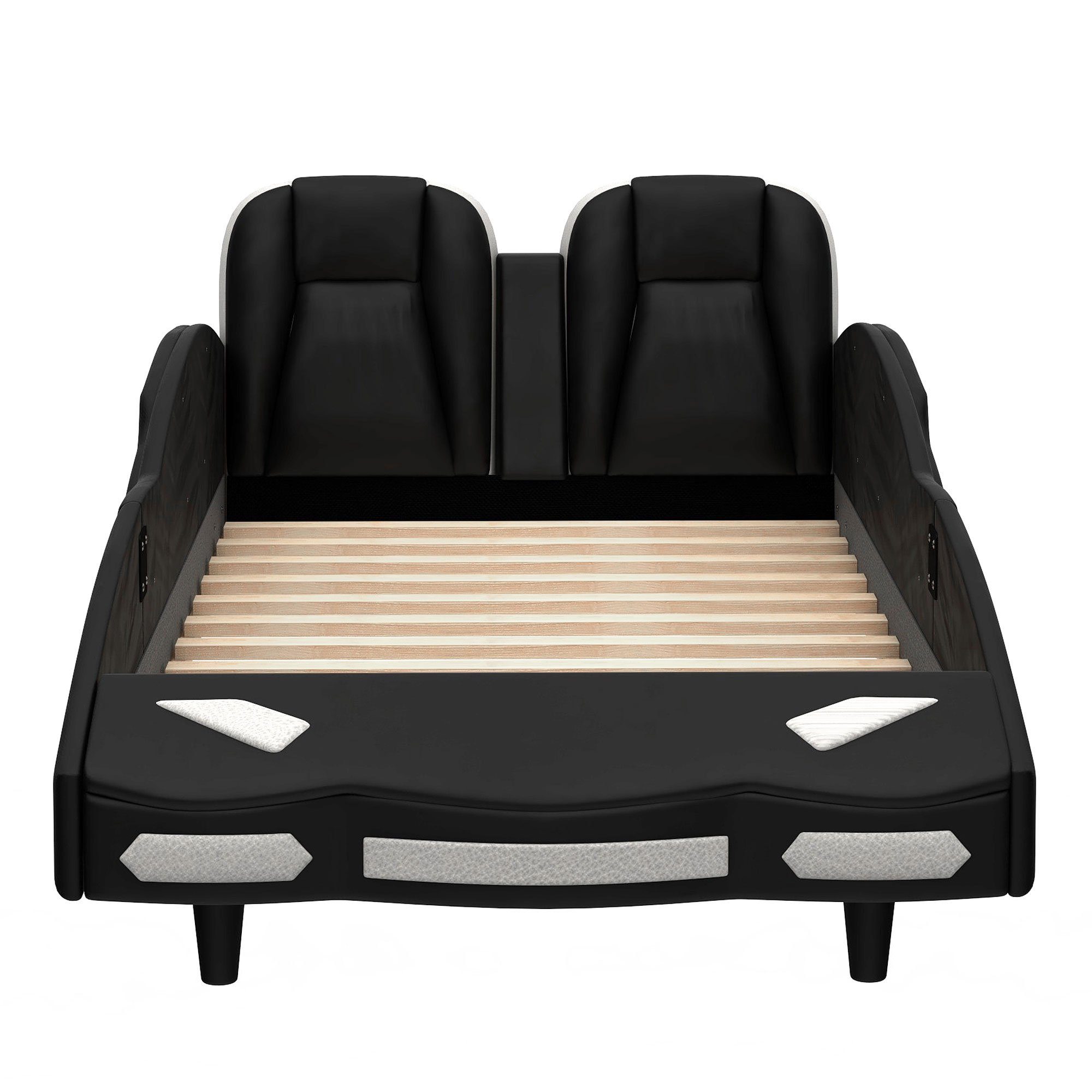 Kinderbett Polsterkopfteil), 200CM Autobett (1-tlg., BlingBin Simuliertes Kopfteil Autositzes, eines 90 x Schwarz