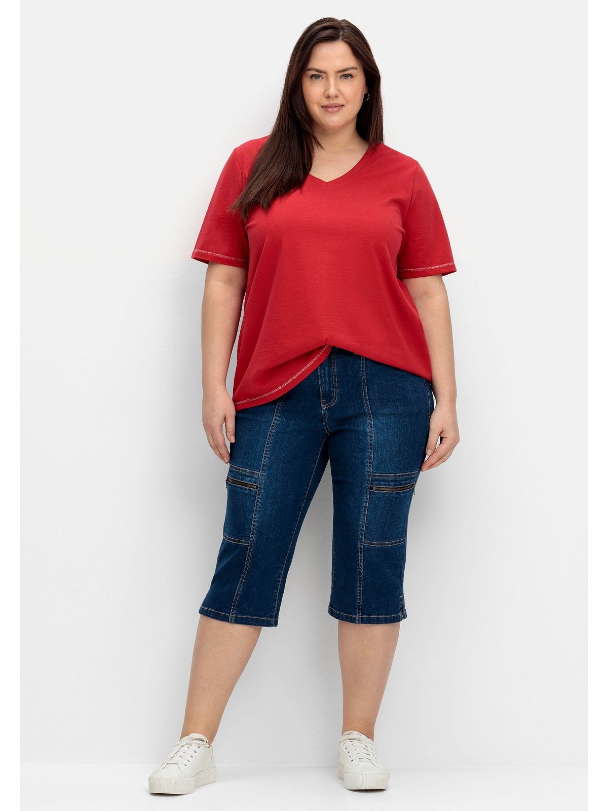 Sheego Caprijeans Große Größen im Cargo-Stil