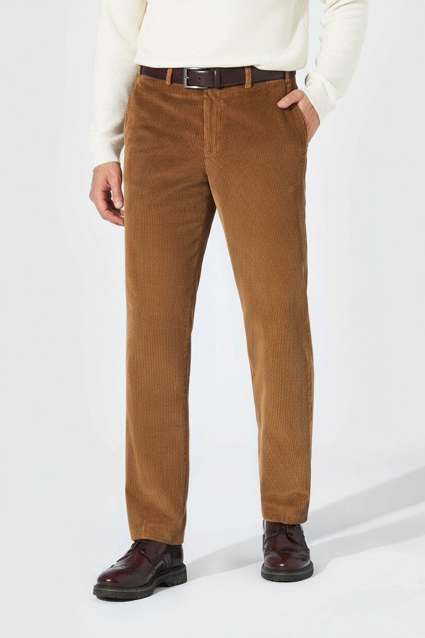 Hiltl Cordhose Parma I Cordhose Herren Regular Fit Genua Cord, sand, 27 Premium Cordhose, Business Casual Hose für Alltag, Büro und Freizeit