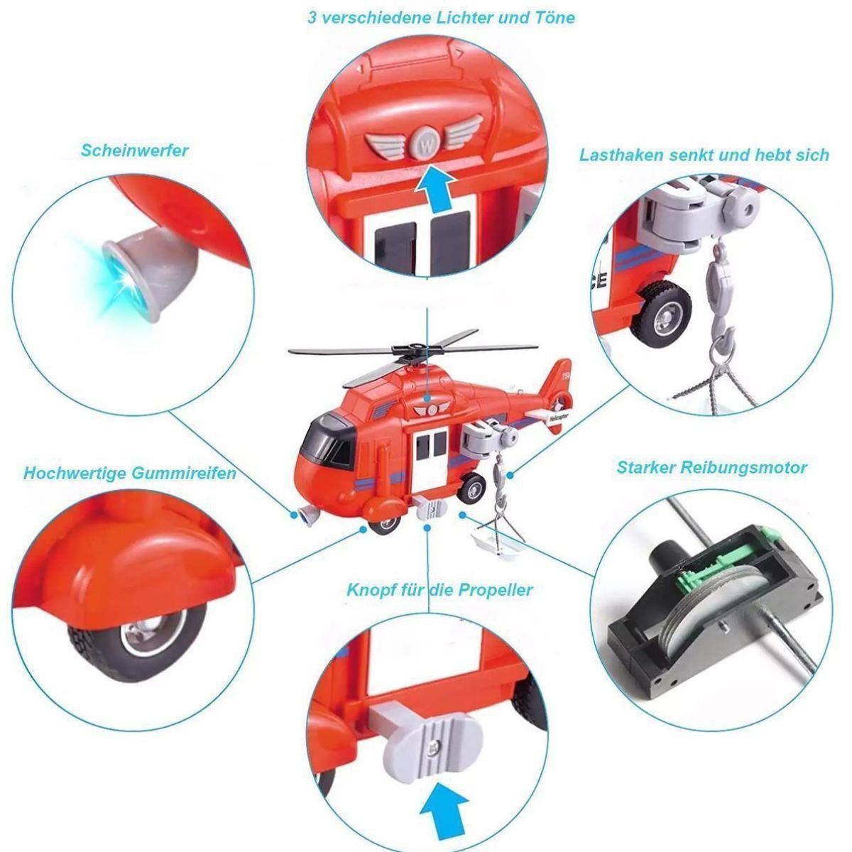 efaso Toy Helicopter with Hook/Carrying Strap/Winch - Toy Helicopter in Red