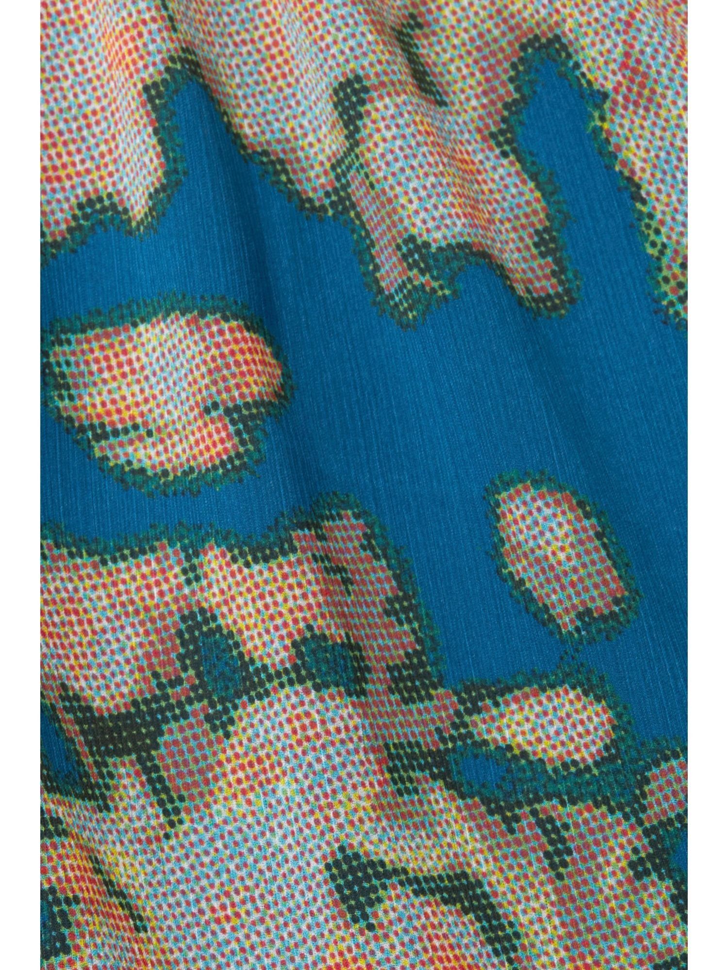 edc by Esprit Chiffon-Kleid TEAL Muster Midikleid BLUE mit
