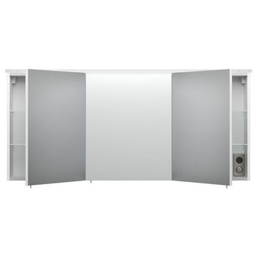 Lomadox Badmöbel-Set NEWLAND-02, (Spar-Set, 3-St), weiß Hochglanz Waschtisch Spiegelschrank Hochschrank 206/185/46,3 cm