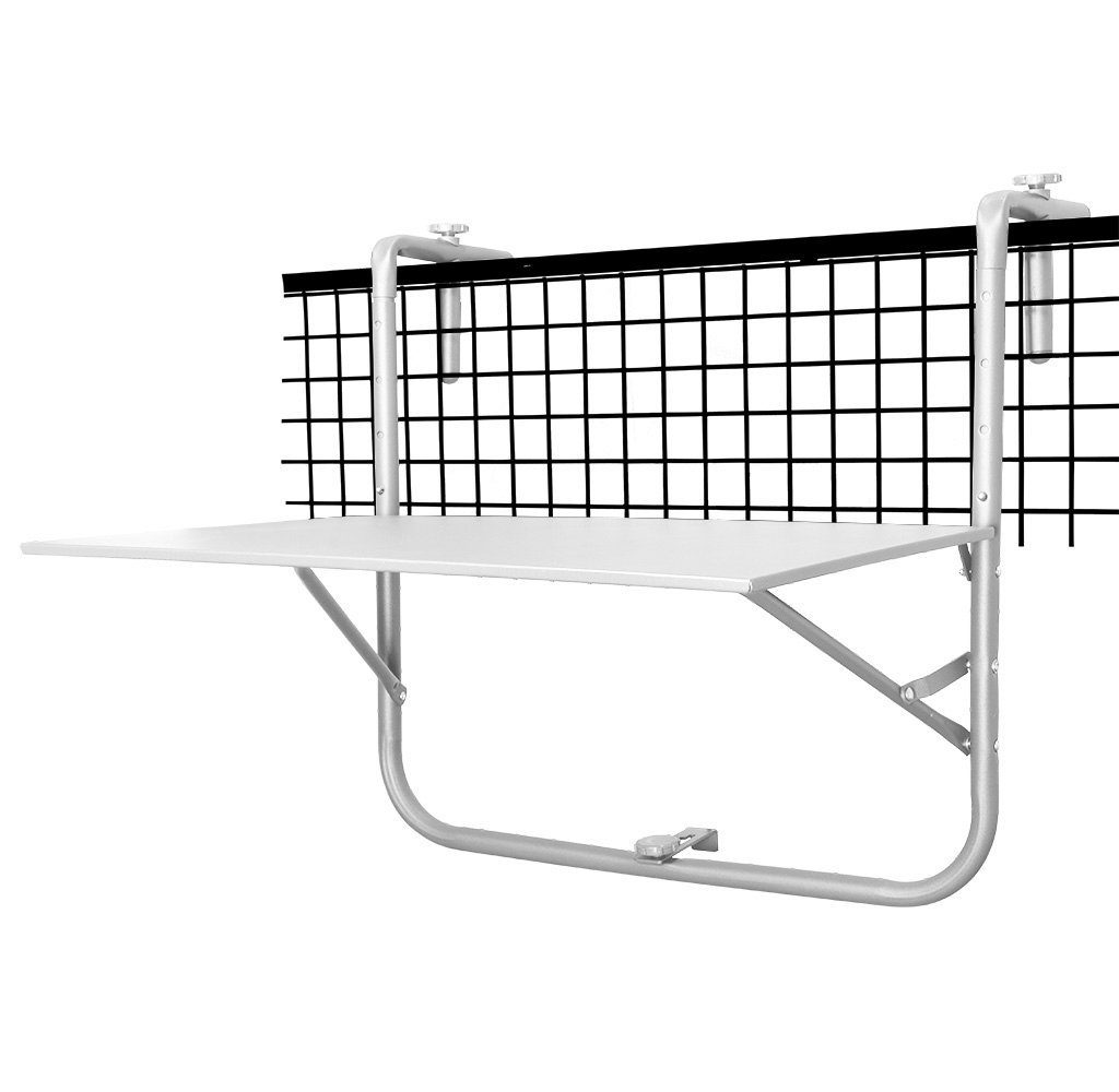 Trendyshop365 Balkonhängetisch klappbar 60x40cm wetterfest (1-St), klappbare 4-fach höhenverstellbare Tischplatte