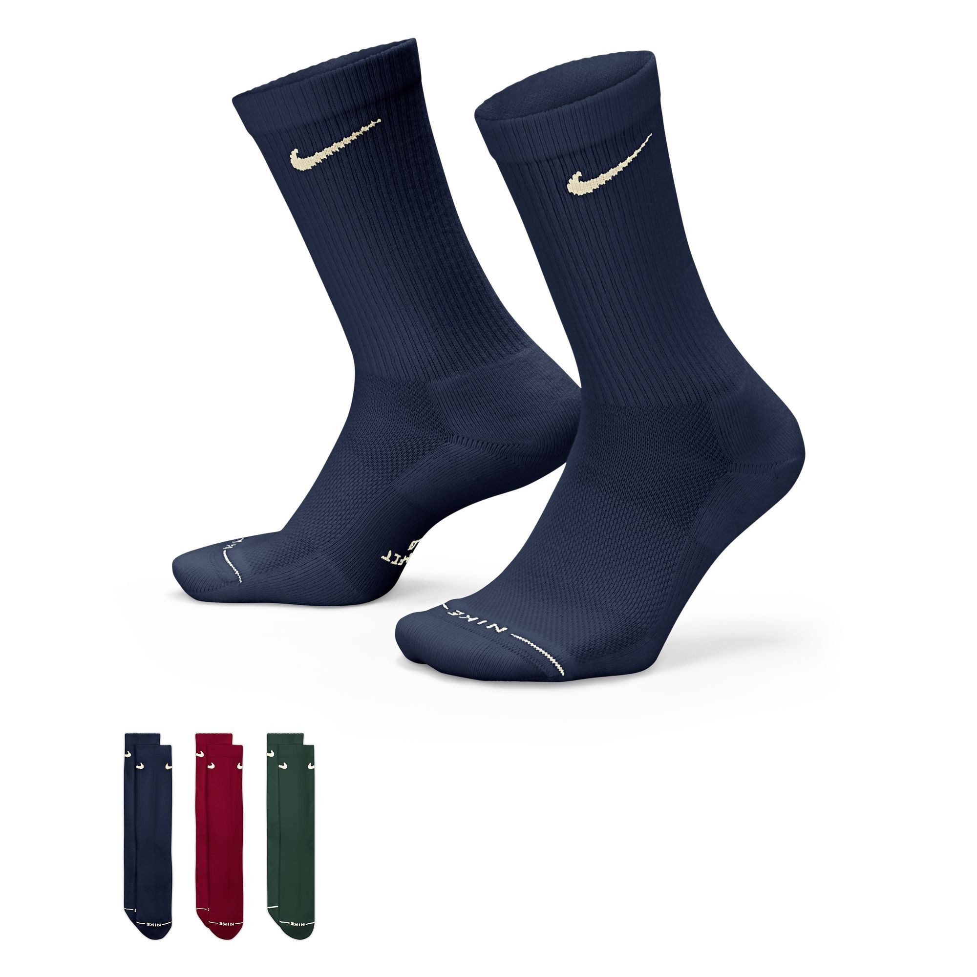 Nike Funktionssocken U NK ED ELVD CRW 3P - 144 für Erwachsene, mit Baumwolle im Obermaterial, formstabil