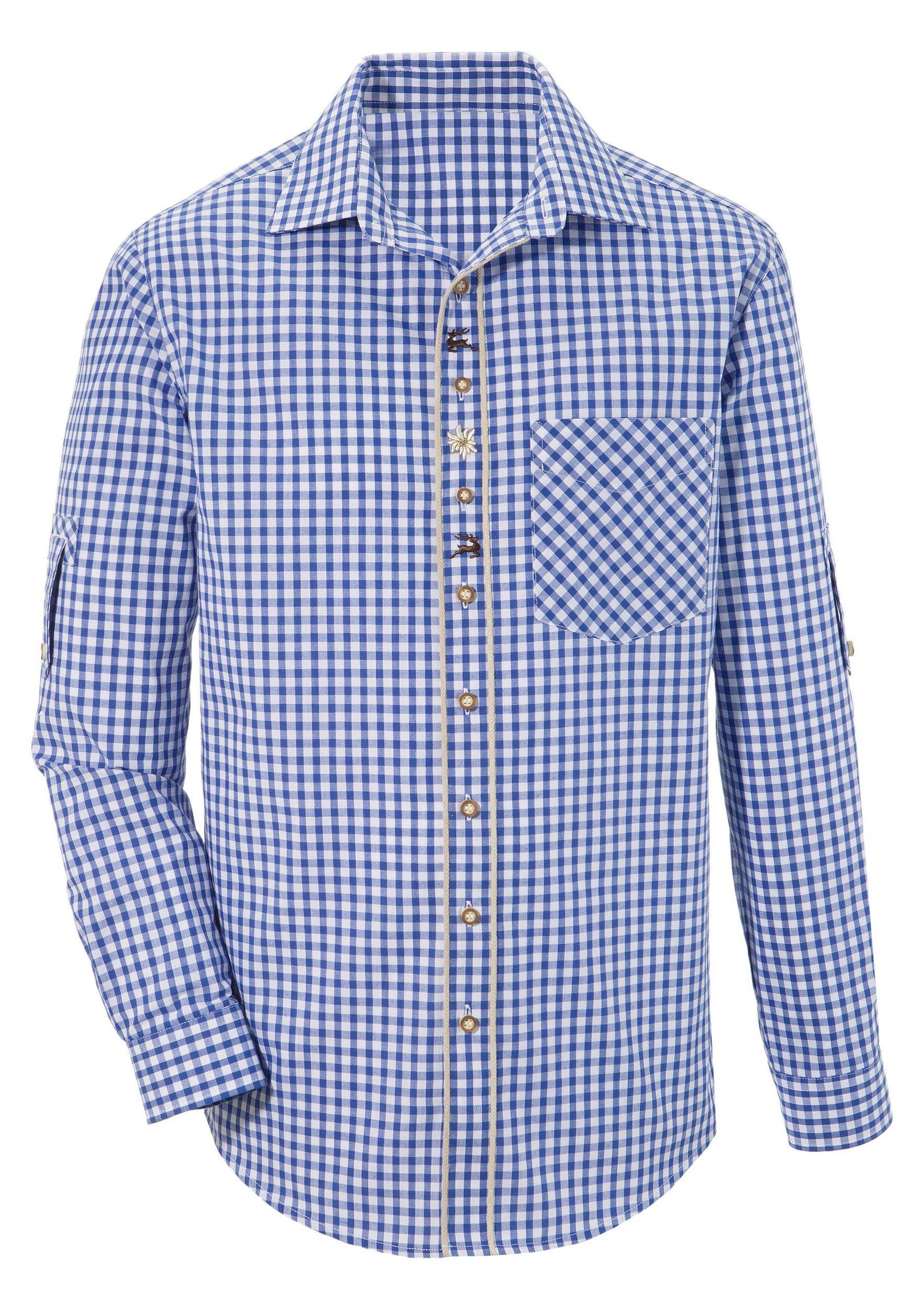 Moschen-Bayern Trachtenhemd Trachtenhemd Herren Edelweiß kariert Karo Hirsc günstig online kaufen