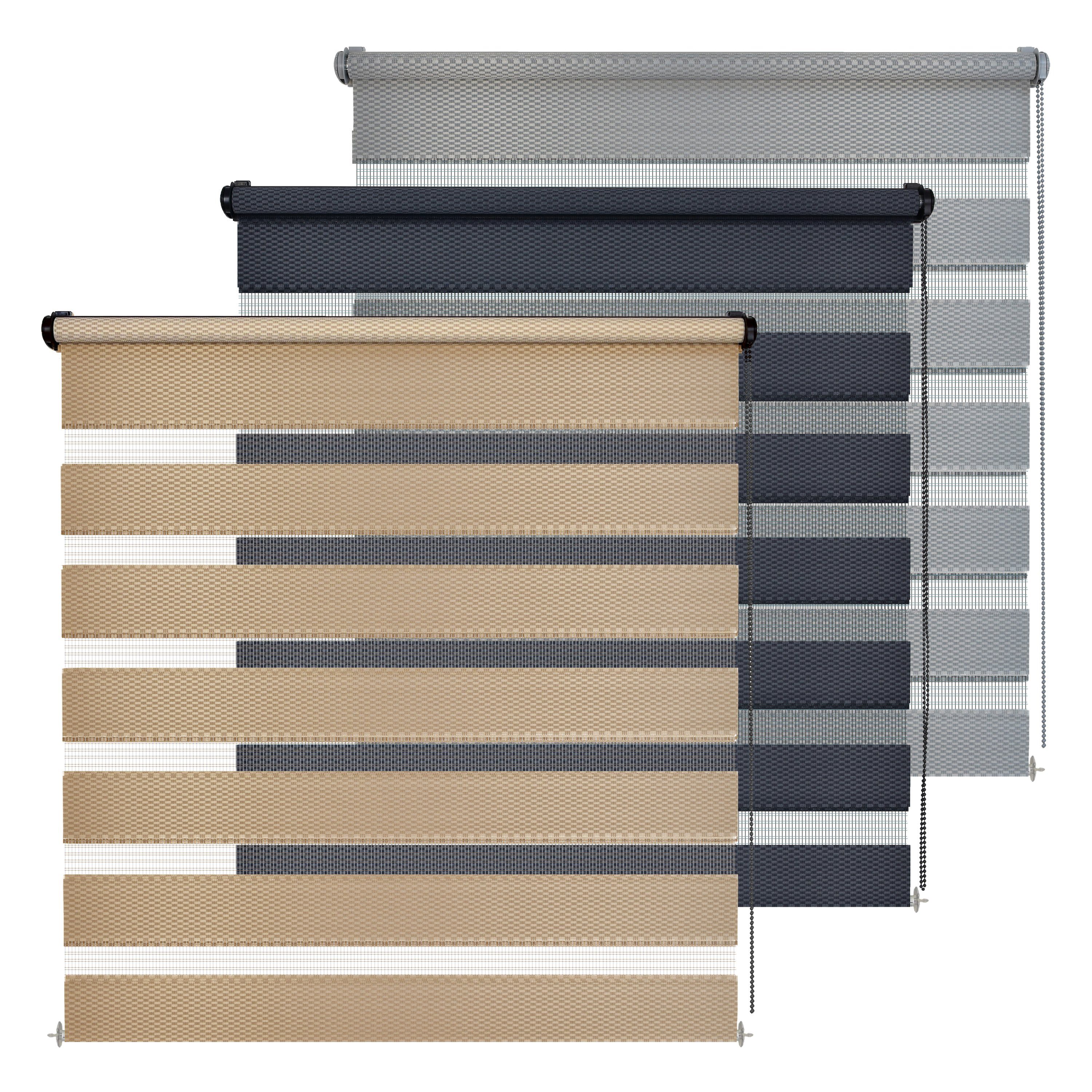 Doppelrollo Fensterrollo RON Klemmfixierung Zebrarollo Seitenzugrollo, Rikm günstig online kaufen