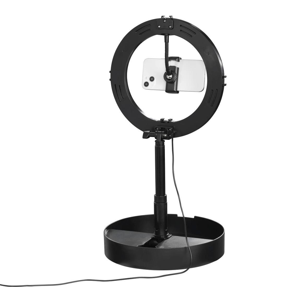 Hama Ringlicht LED Ringleuchte mit Stativ für Handy, Webcam, Mikrofon, Videokonferenz – Bild 4 von 5