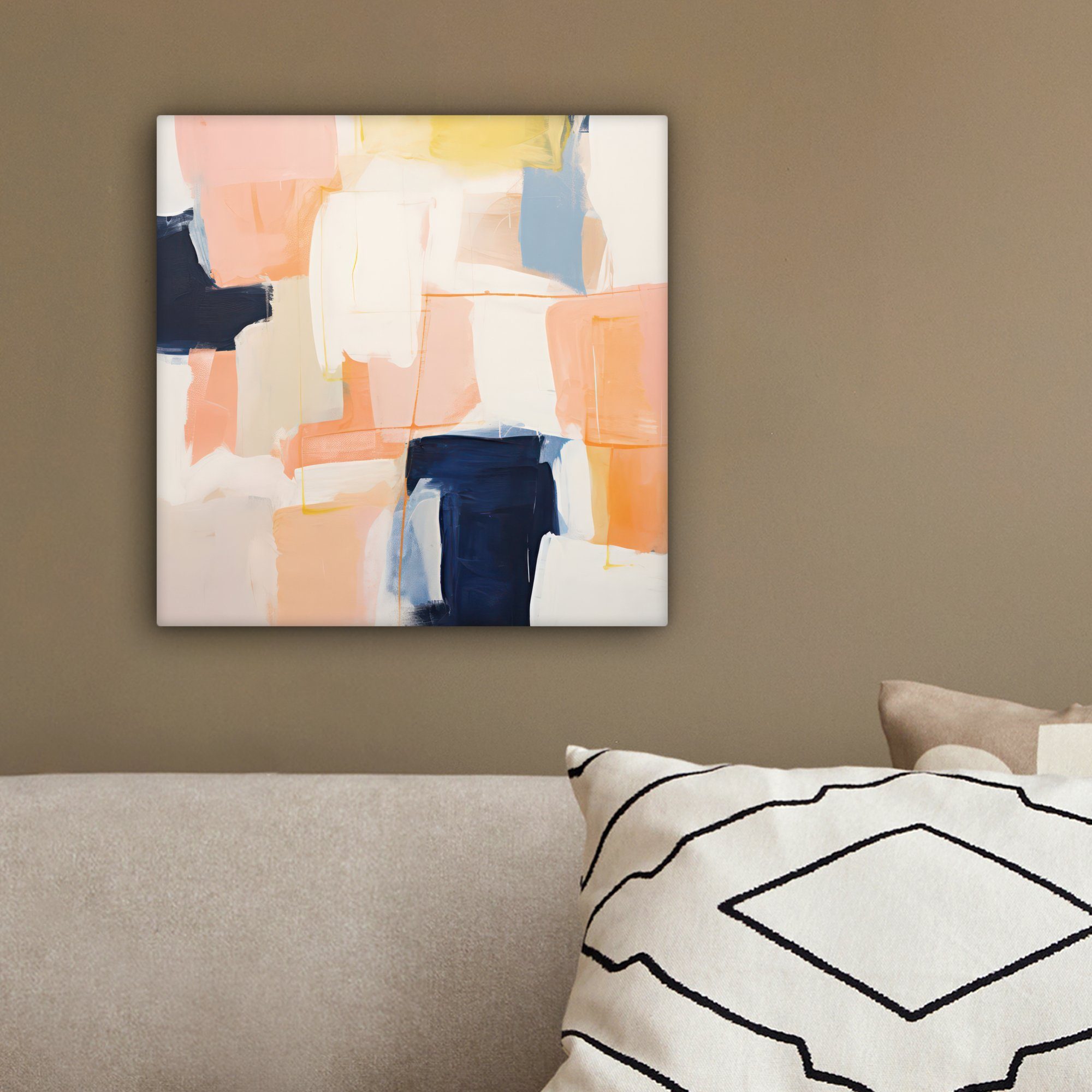 Leinwand Wohnzimmer Pastell, (1 - 20x20 - St), - für Rosa cm OneMillionCanvasses® Kunst Abstrakt Leinwandbild Bilder Schlafzimmer,
