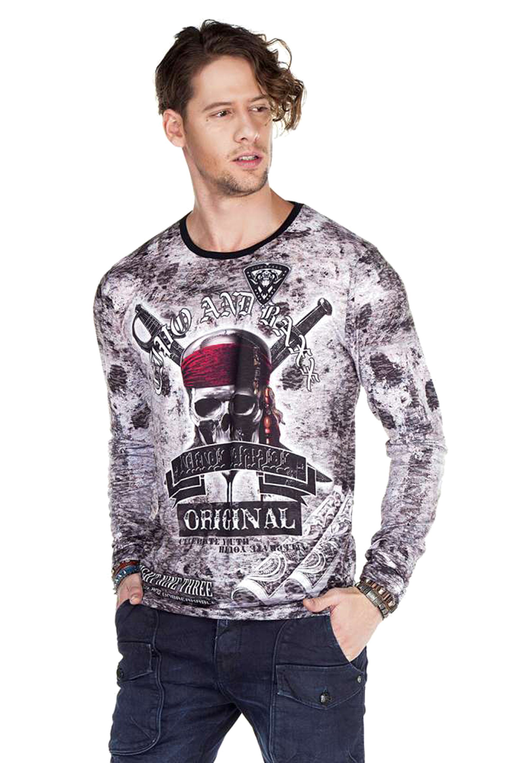 Sweatshirt Allover-Print mit stylischem & Baxx Cipo