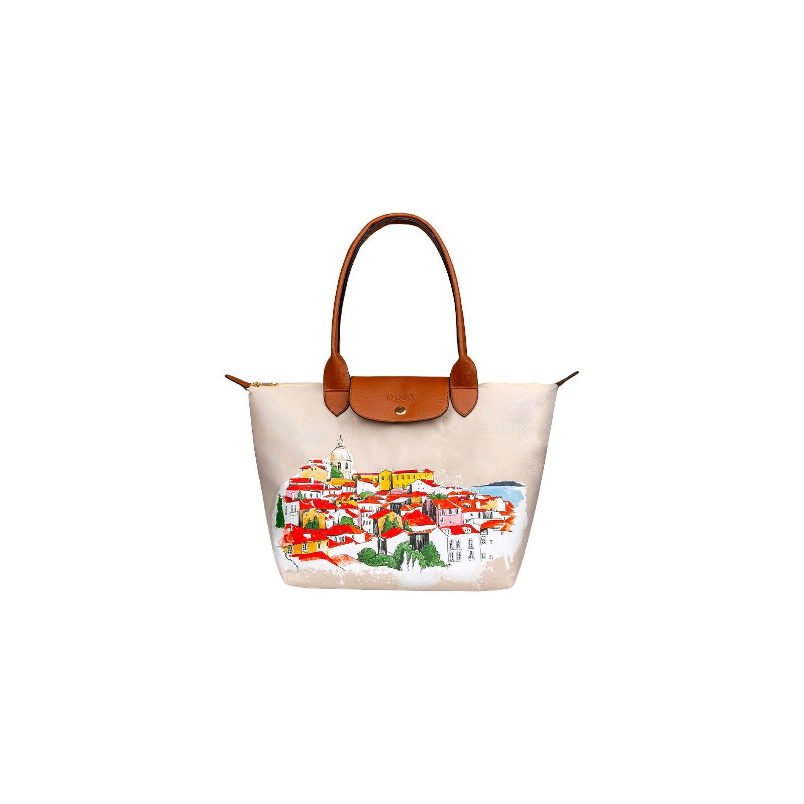 DOGO Handtasche Fontana Shopper-Tasche On The Roofs Damen Schultertasche, Handgefertigt