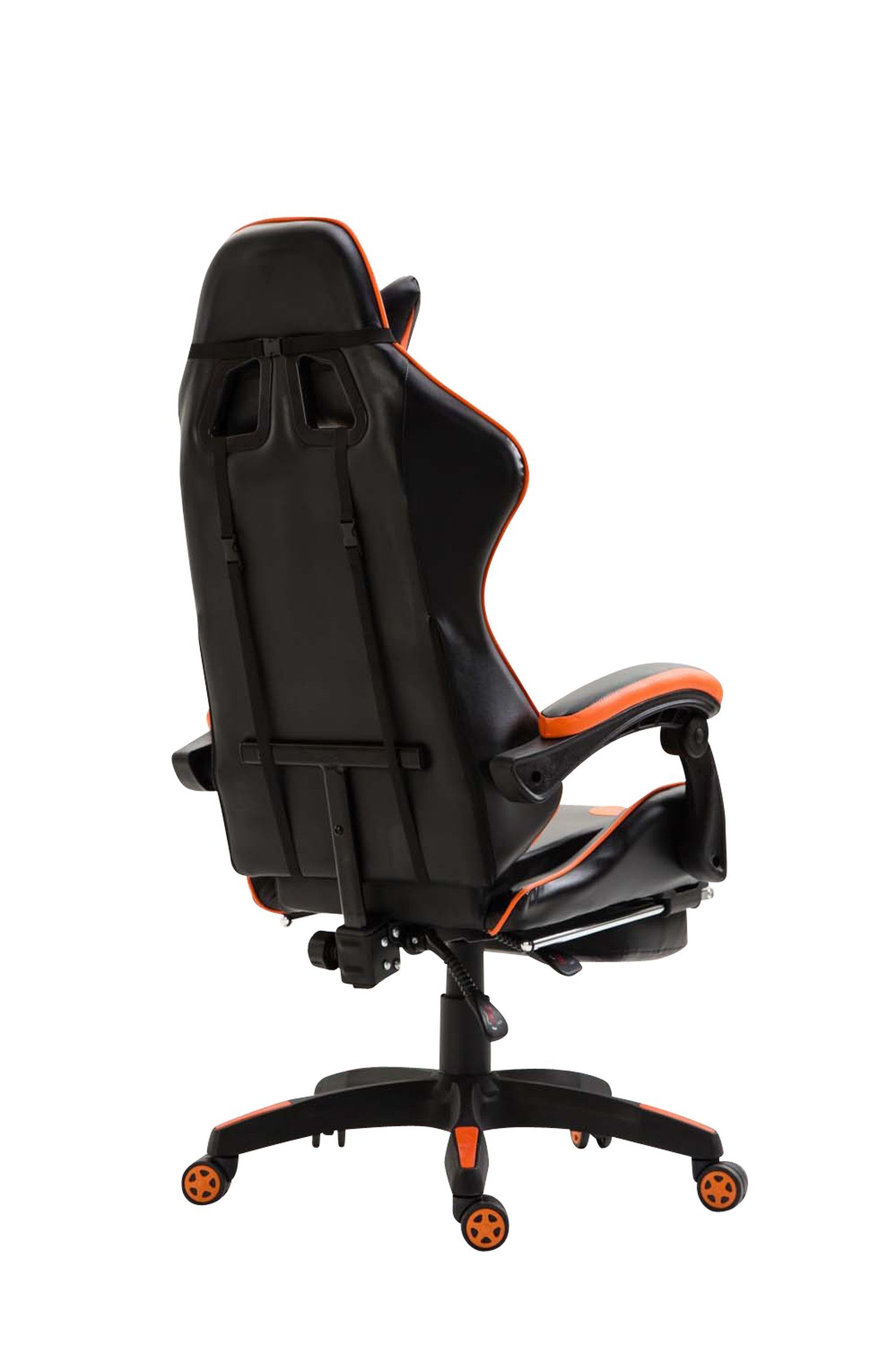 360° Gaming-Stuhl höhenverstellbar Gestell: drehbar Rückenlehne India Drehstuhl, Kunstleder Konferenzstuhl), bequemer (Schreibtischstuhl, mit Kunststoff schwarz/orange TPFLiving - Chefsessel, und Sitz: schwarz -